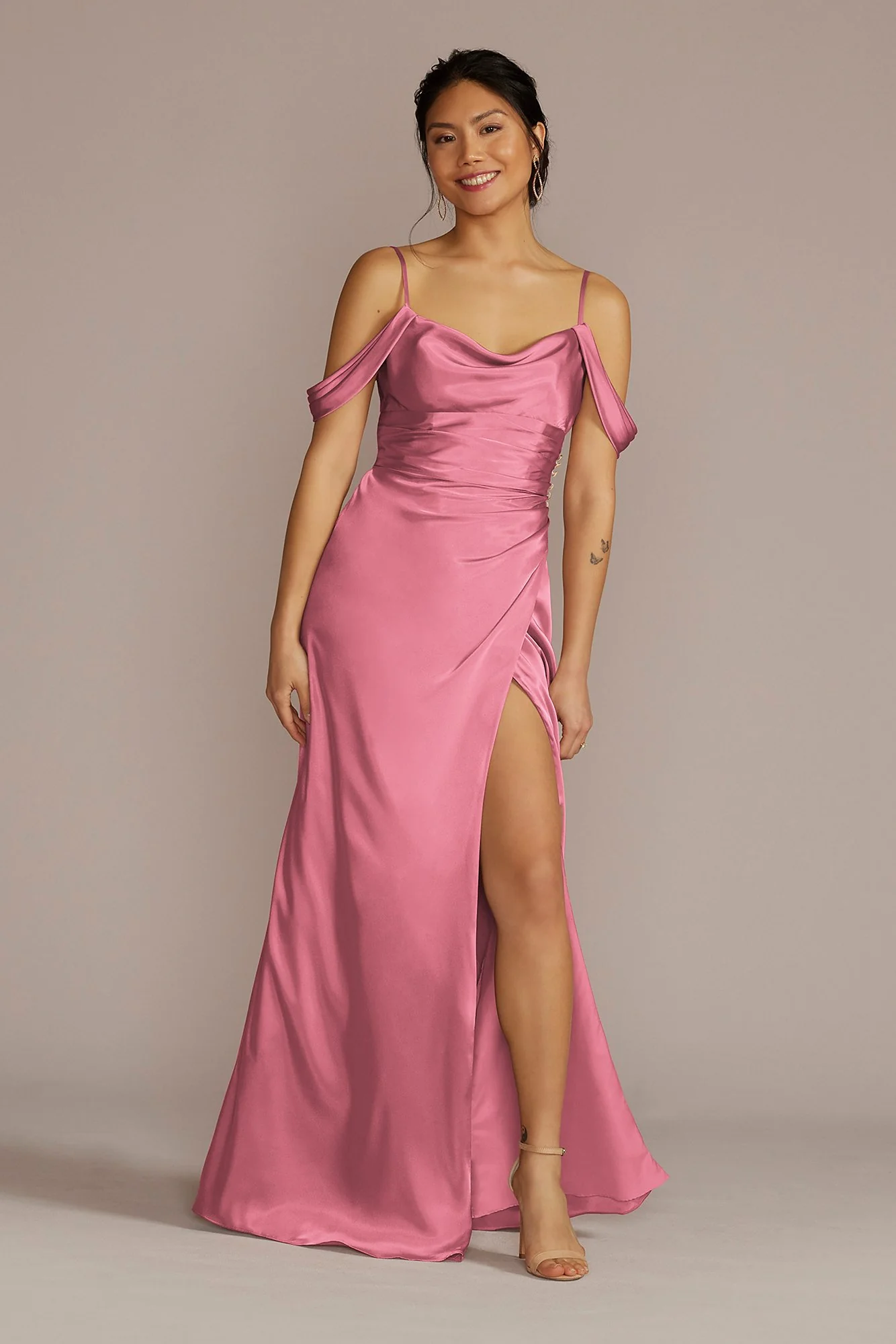 Charmeuse Cowl Dress with Swag Sleeves - Image 13