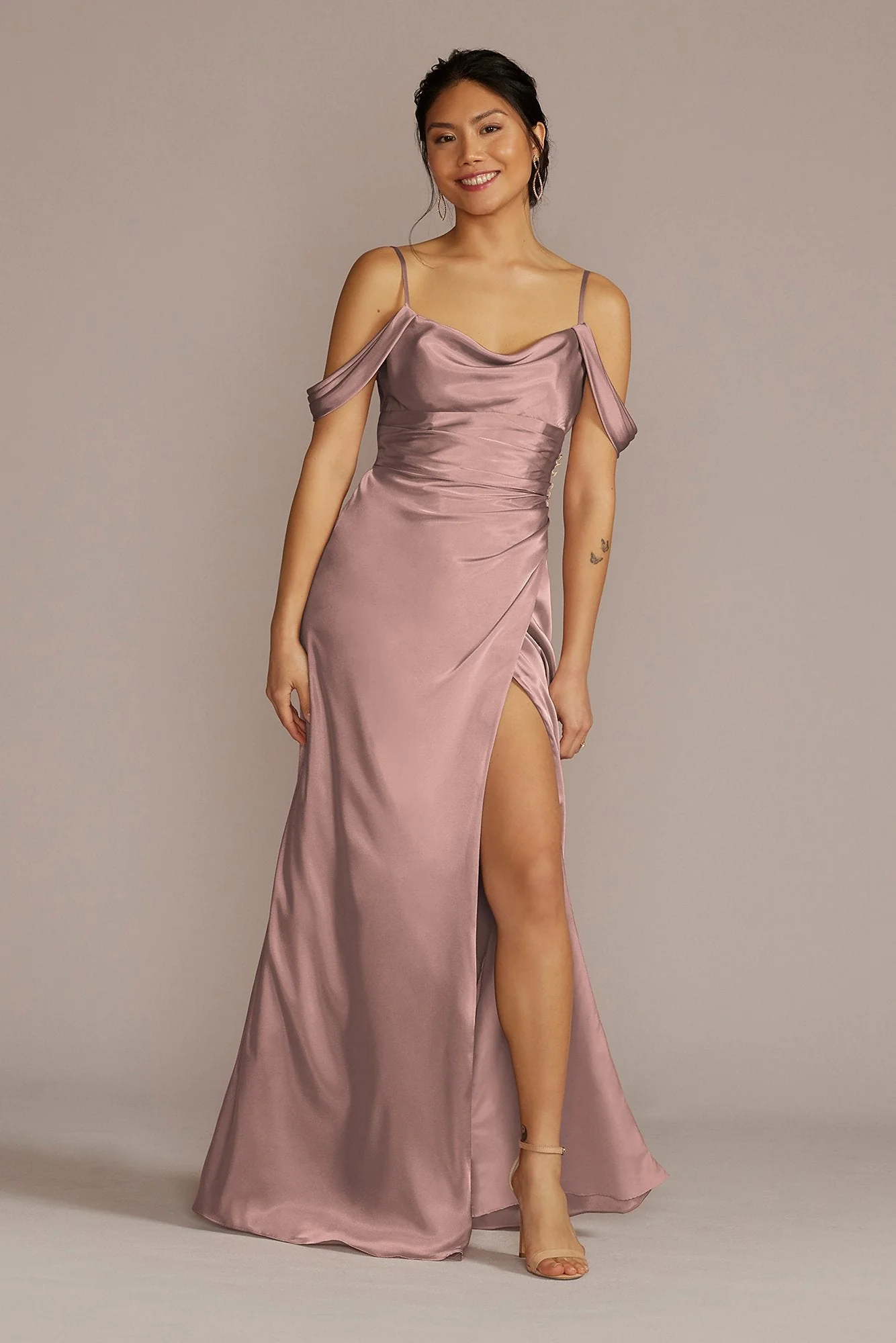 Charmeuse Cowl Dress with Swag Sleeves - Image 148