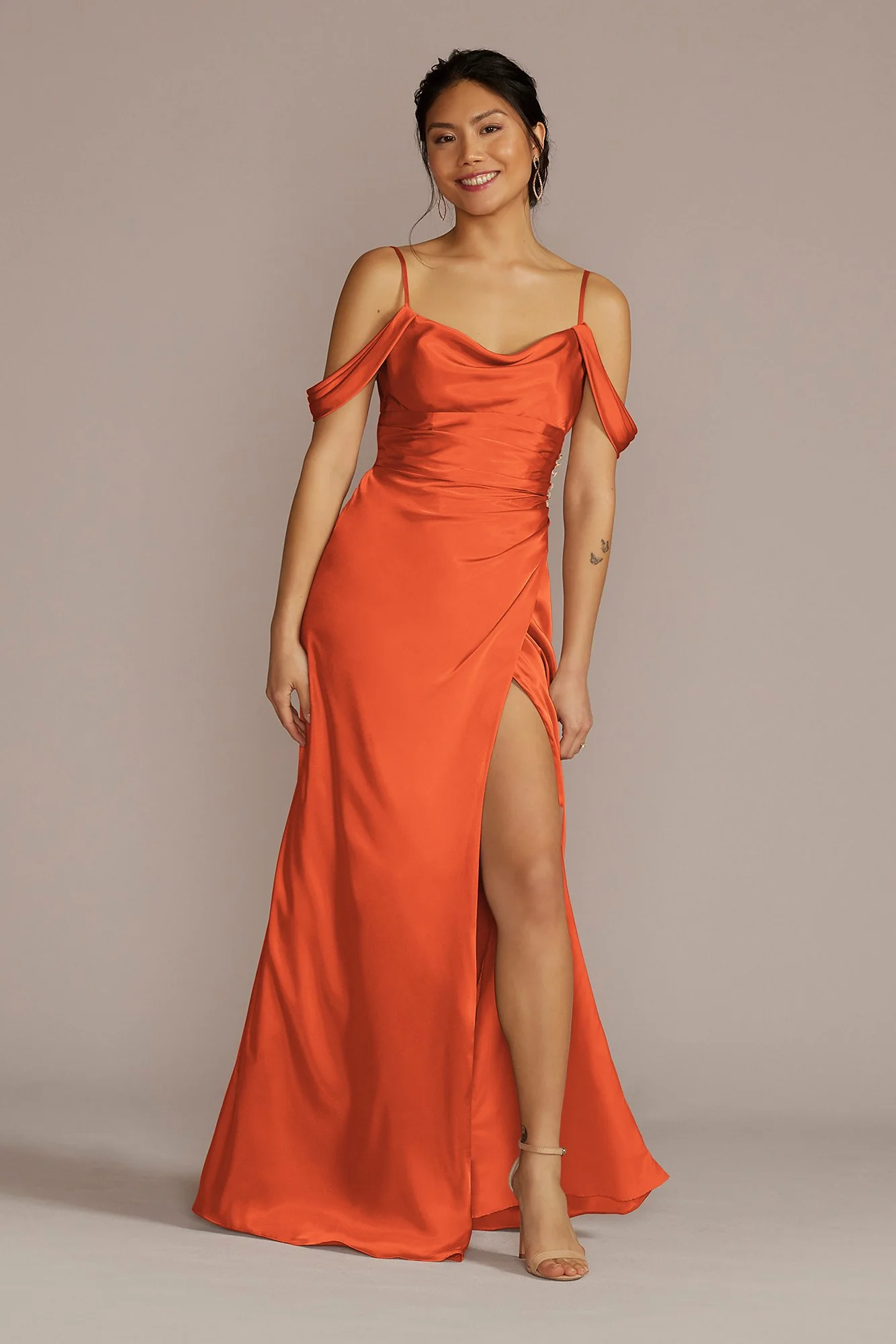 Charmeuse Cowl Dress with Swag Sleeves - Image 21