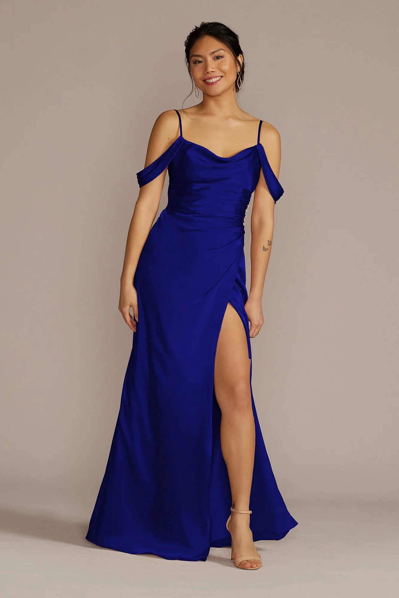 Charmeuse Cowl Dress with Swag Sleeves - Image 24