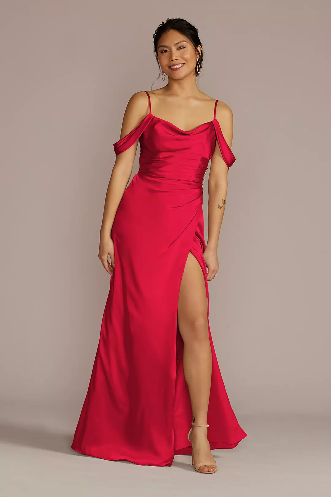 Charmeuse Cowl Dress with Swag Sleeves - Image 38