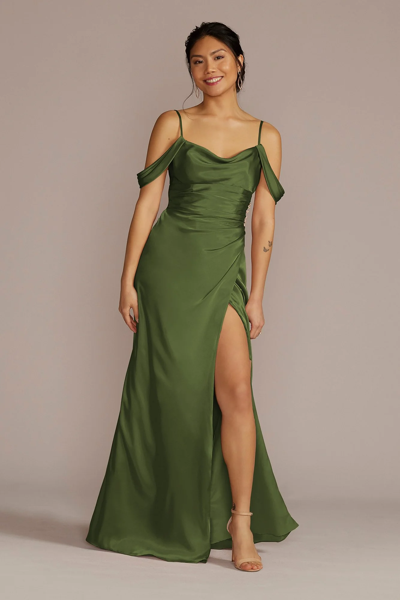 Charmeuse Cowl Dress with Swag Sleeves - Image 5