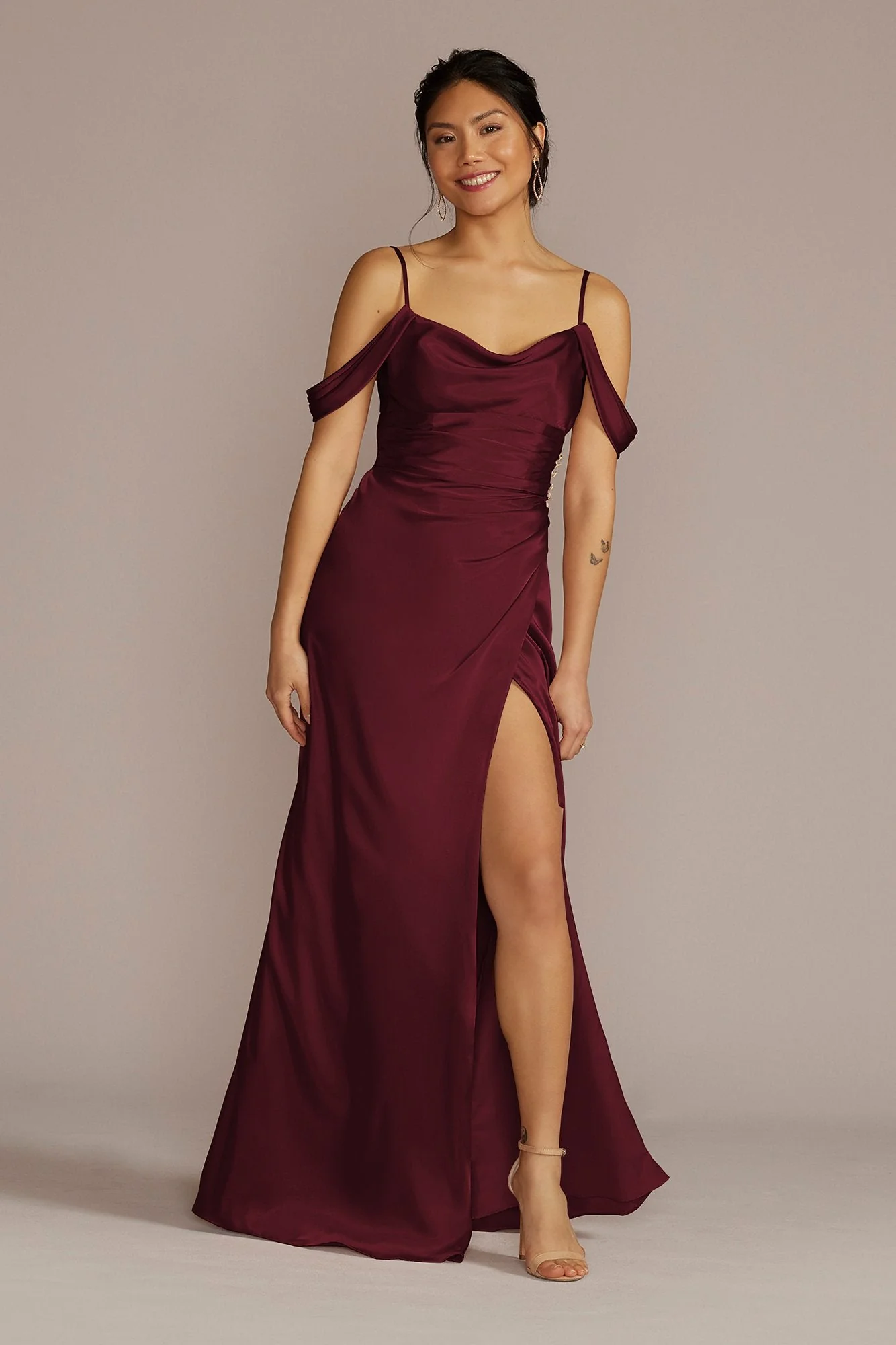 Charmeuse Cowl Dress with Swag Sleeves - Image 51