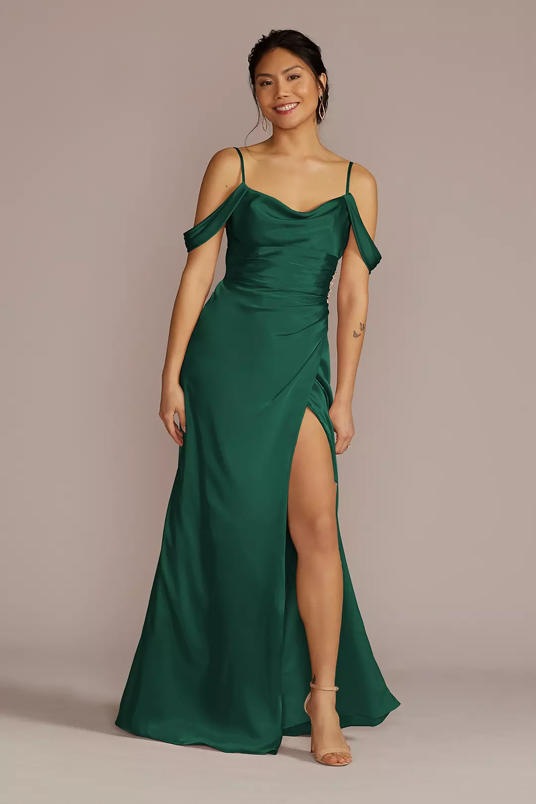 Charmeuse Cowl Dress with Swag Sleeves - Image 57