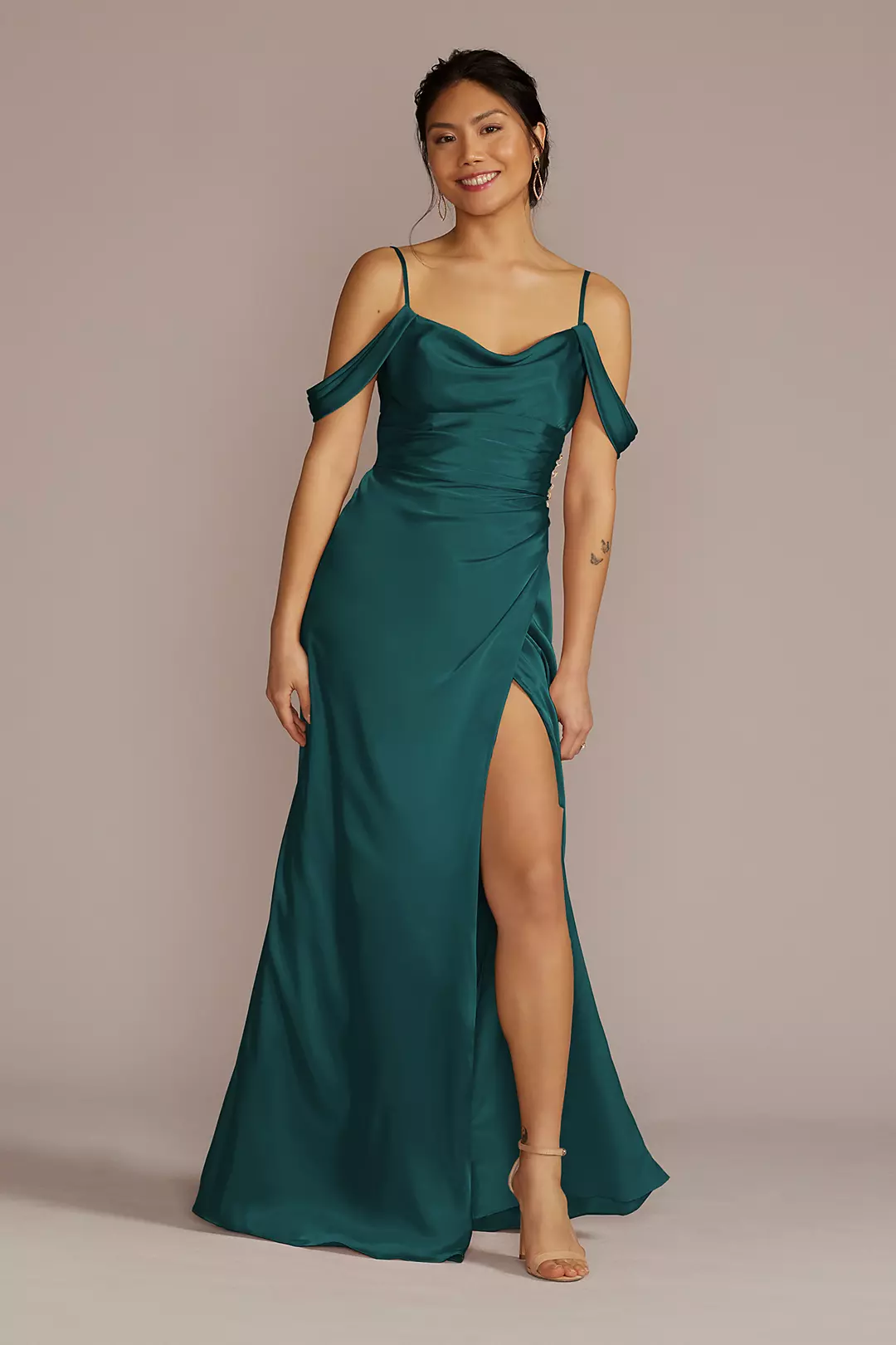 Charmeuse Cowl Dress with Swag Sleeves - Image 58