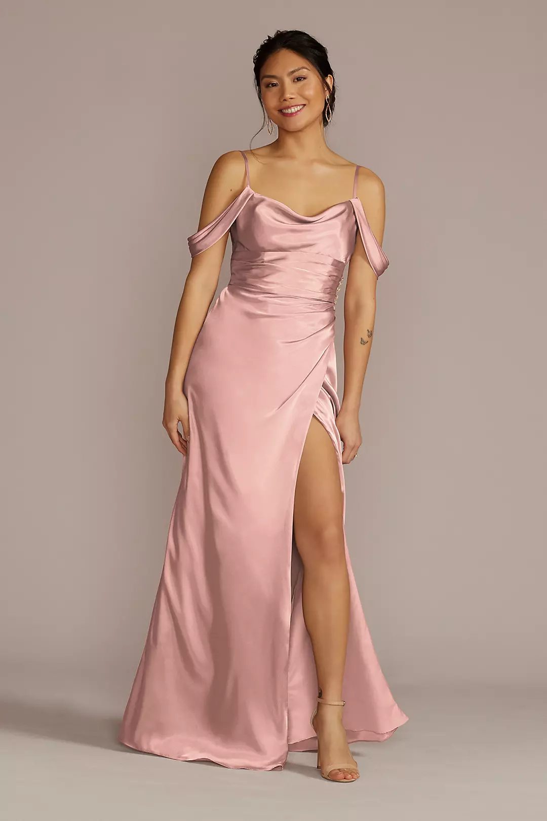 Charmeuse Cowl Dress with Swag Sleeves - Image 78