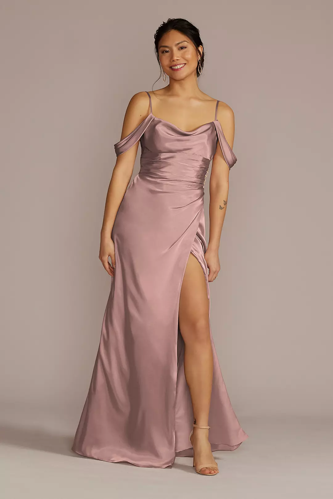Charmeuse Cowl Dress with Swag Sleeves - Image 80