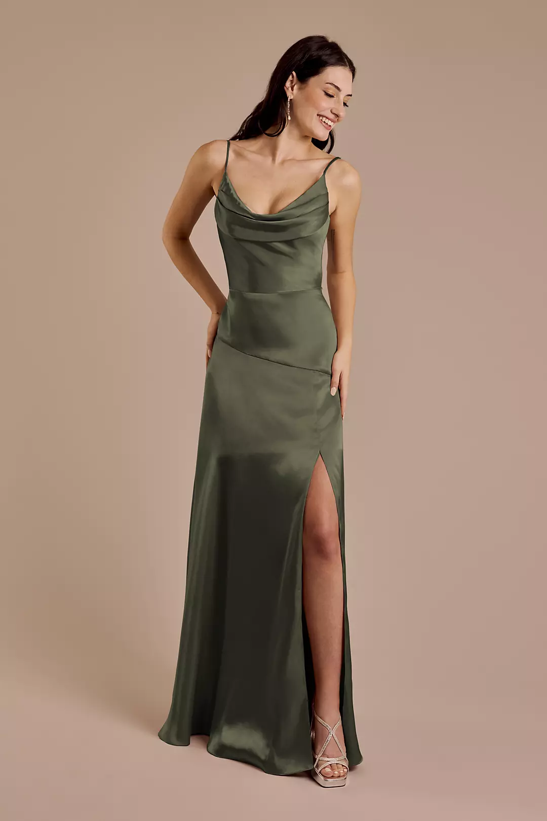 Charmeuse Cowl Neck Sheath Dress - Image 32