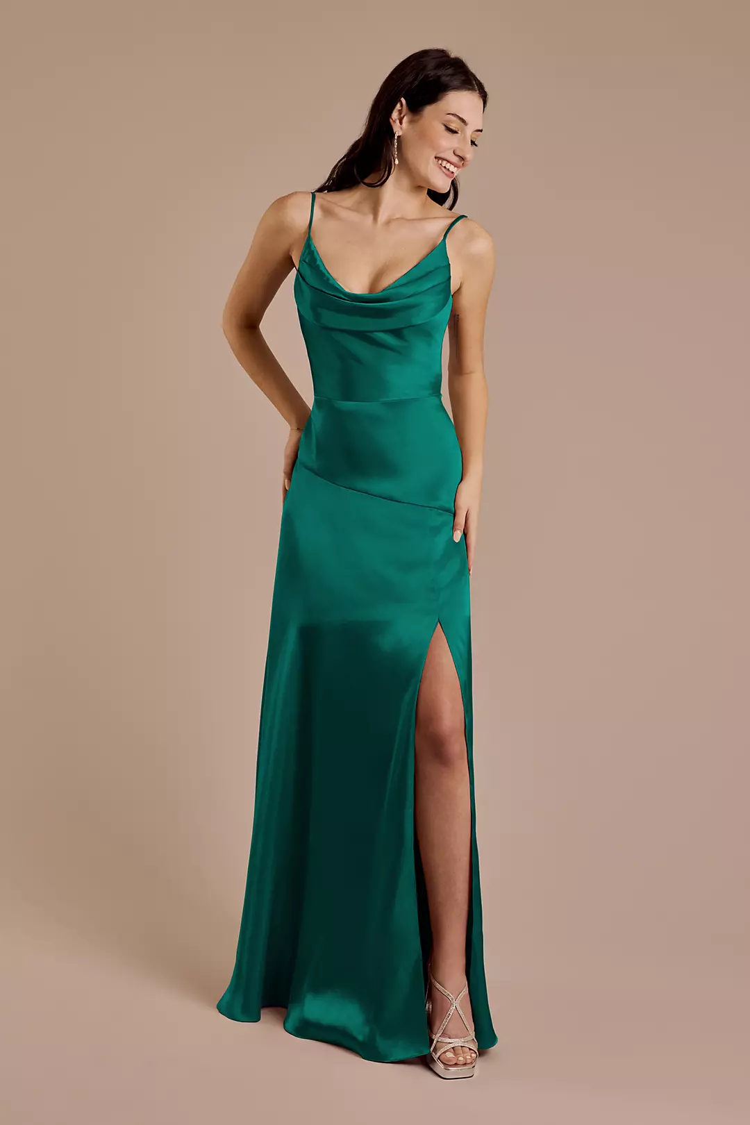 Charmeuse Cowl Neck Sheath Dress - Image 33