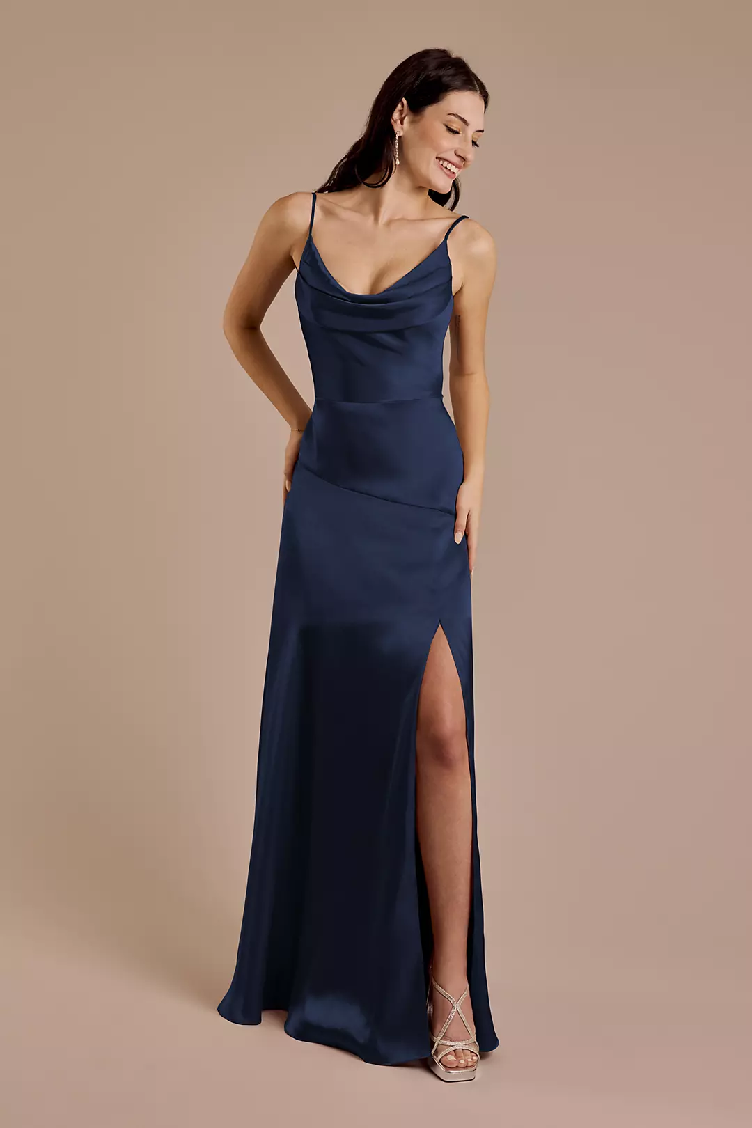 Charmeuse Cowl Neck Sheath Dress - Image 41