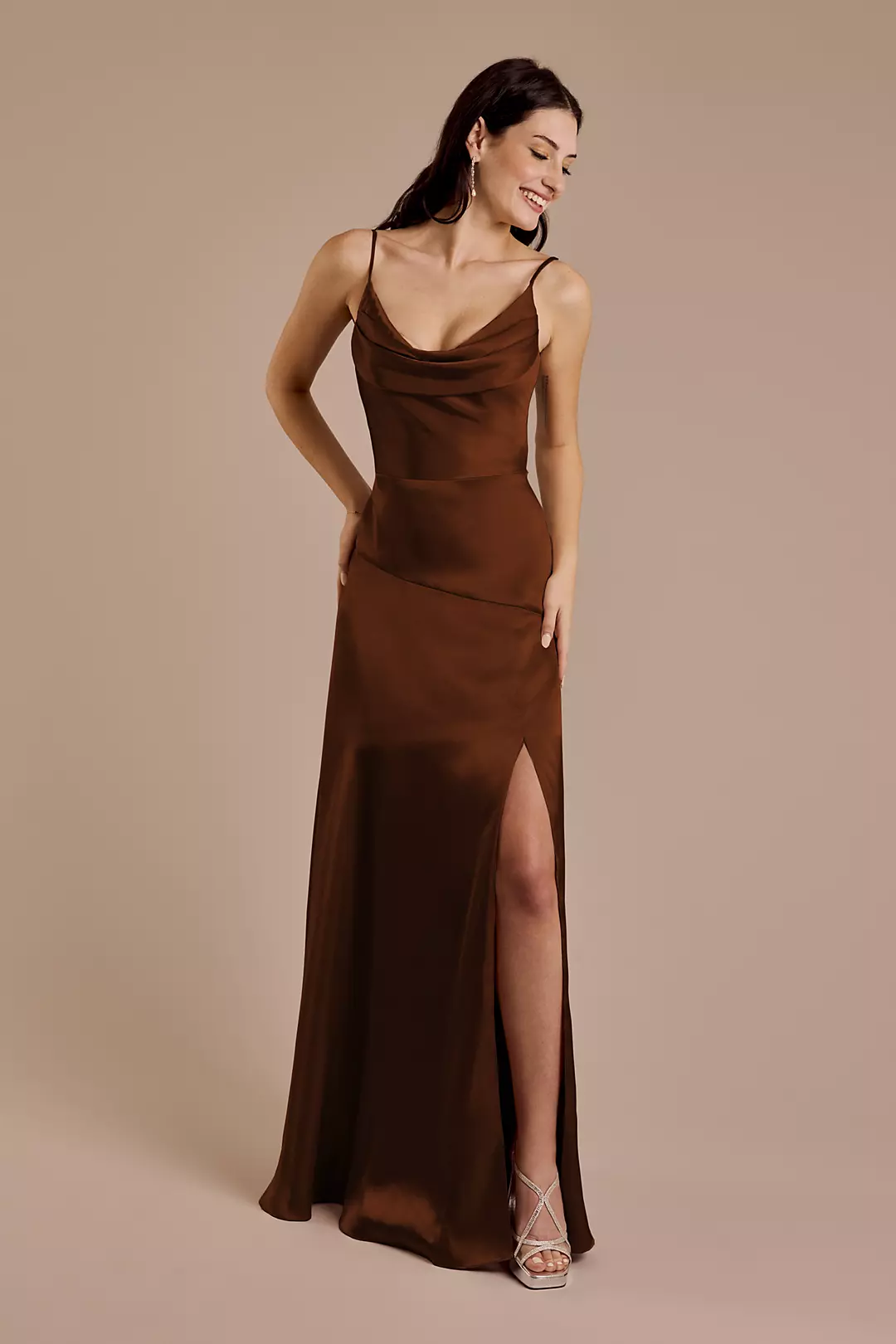 Charmeuse Cowl Neck Sheath Dress - Image 48