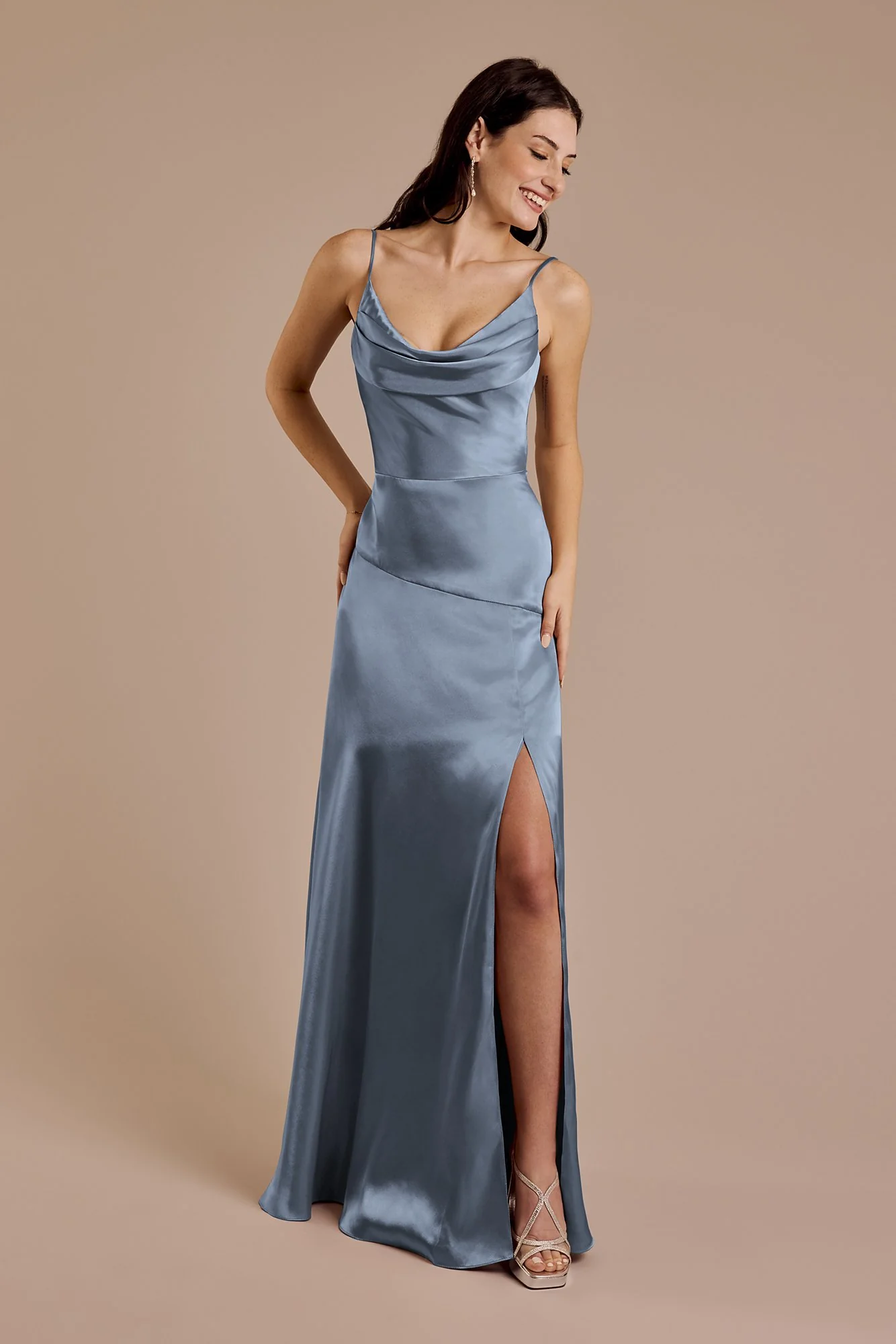Charmeuse Cowl Neck Sheath Dress - Image 5