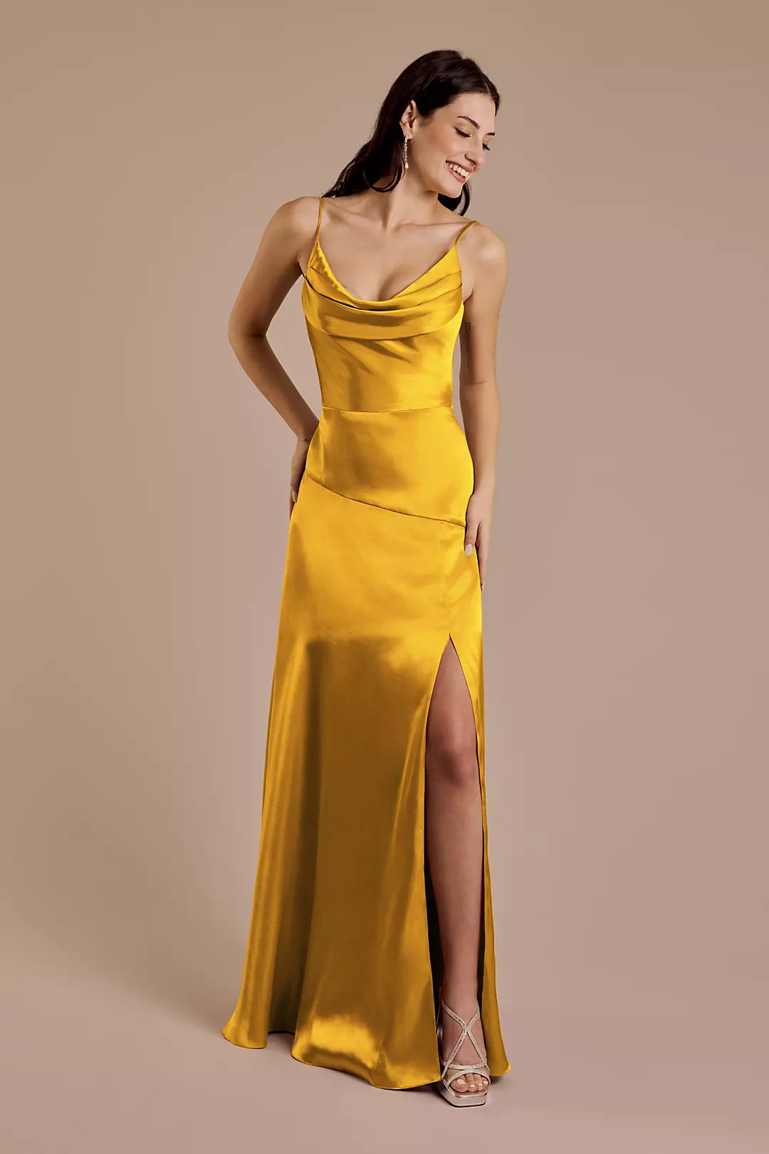 Charmeuse Cowl Neck Sheath Dress - Image 51