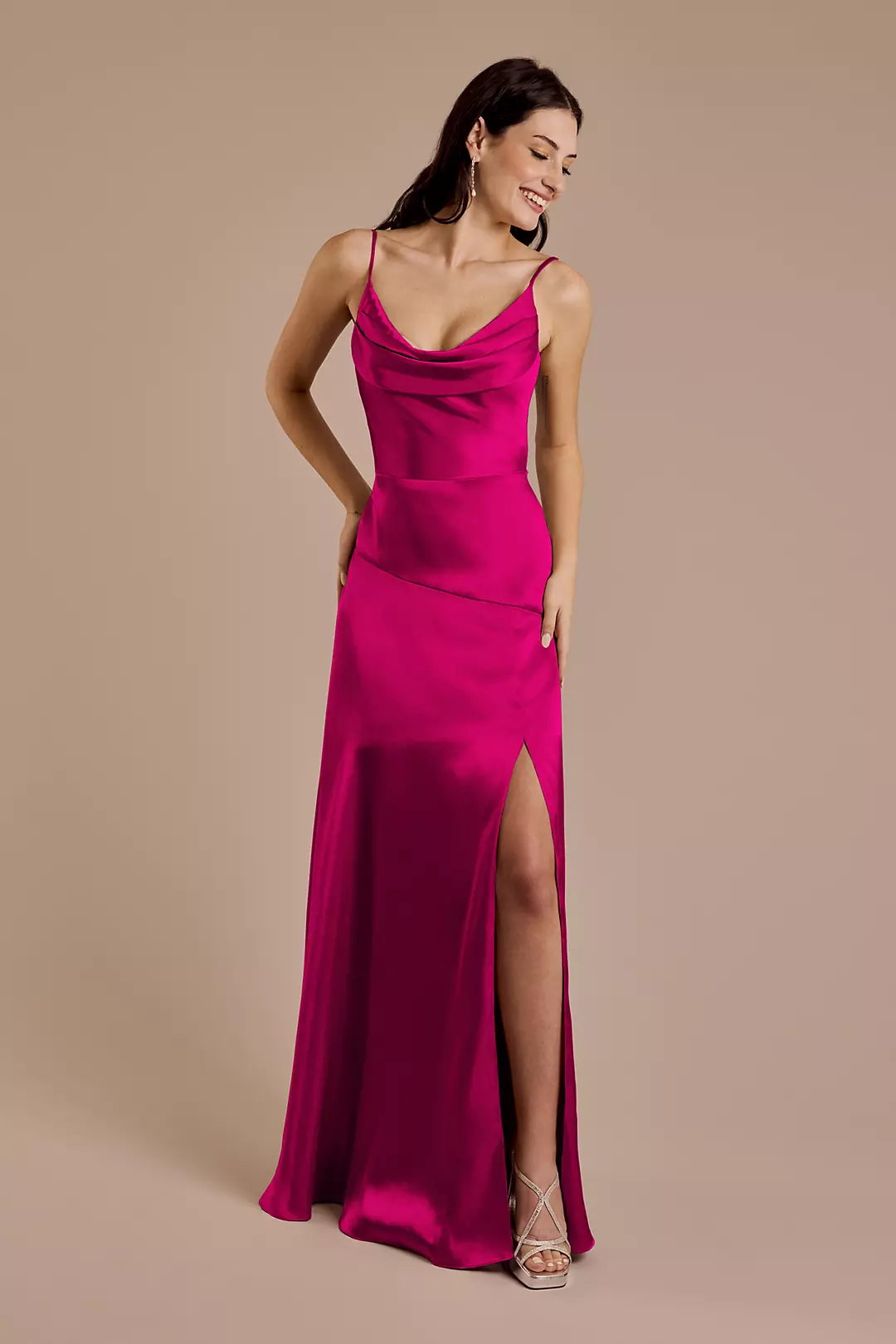 Charmeuse Cowl Neck Sheath Dress - Image 52
