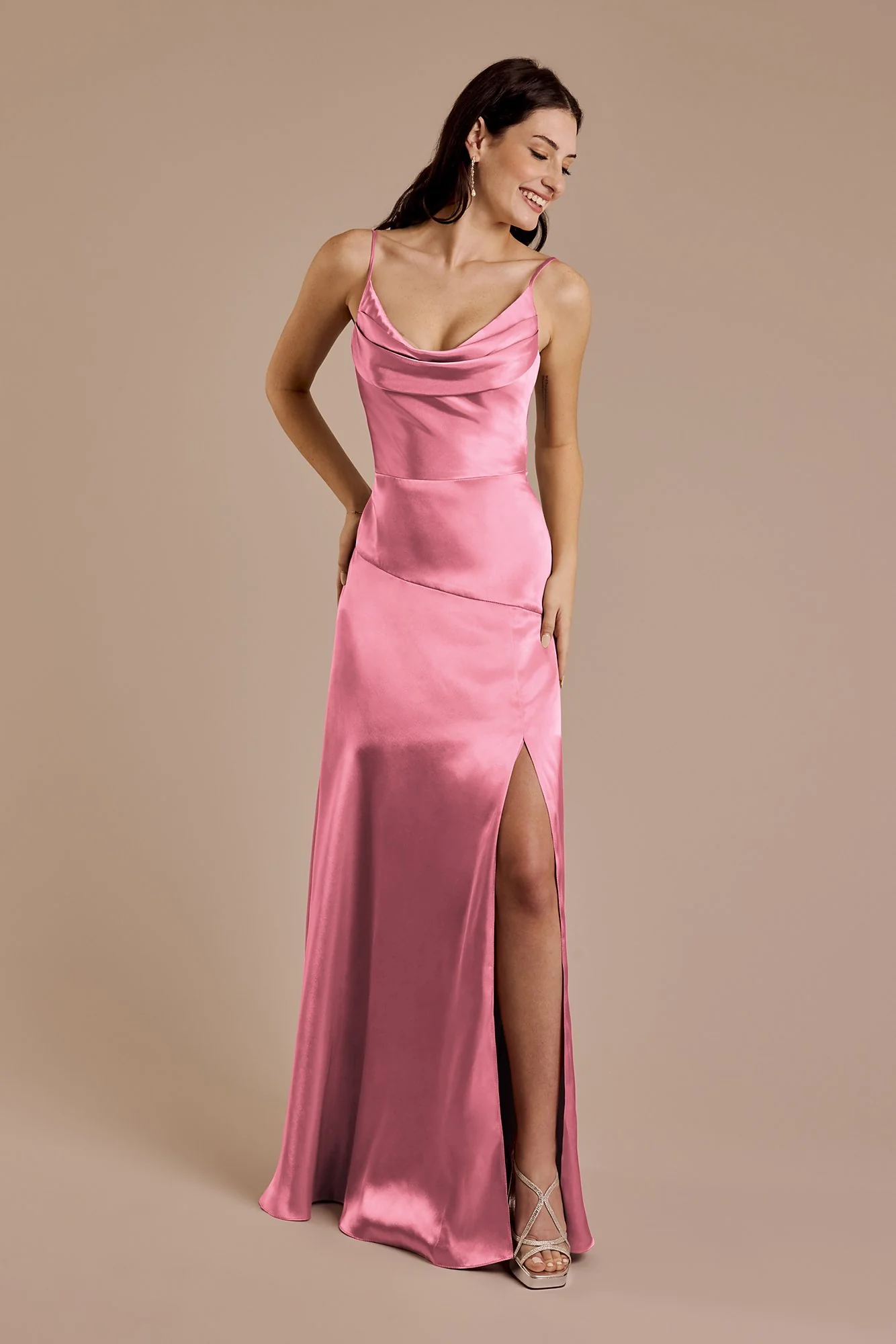 Charmeuse Cowl Neck Sheath Dress - Image 6
