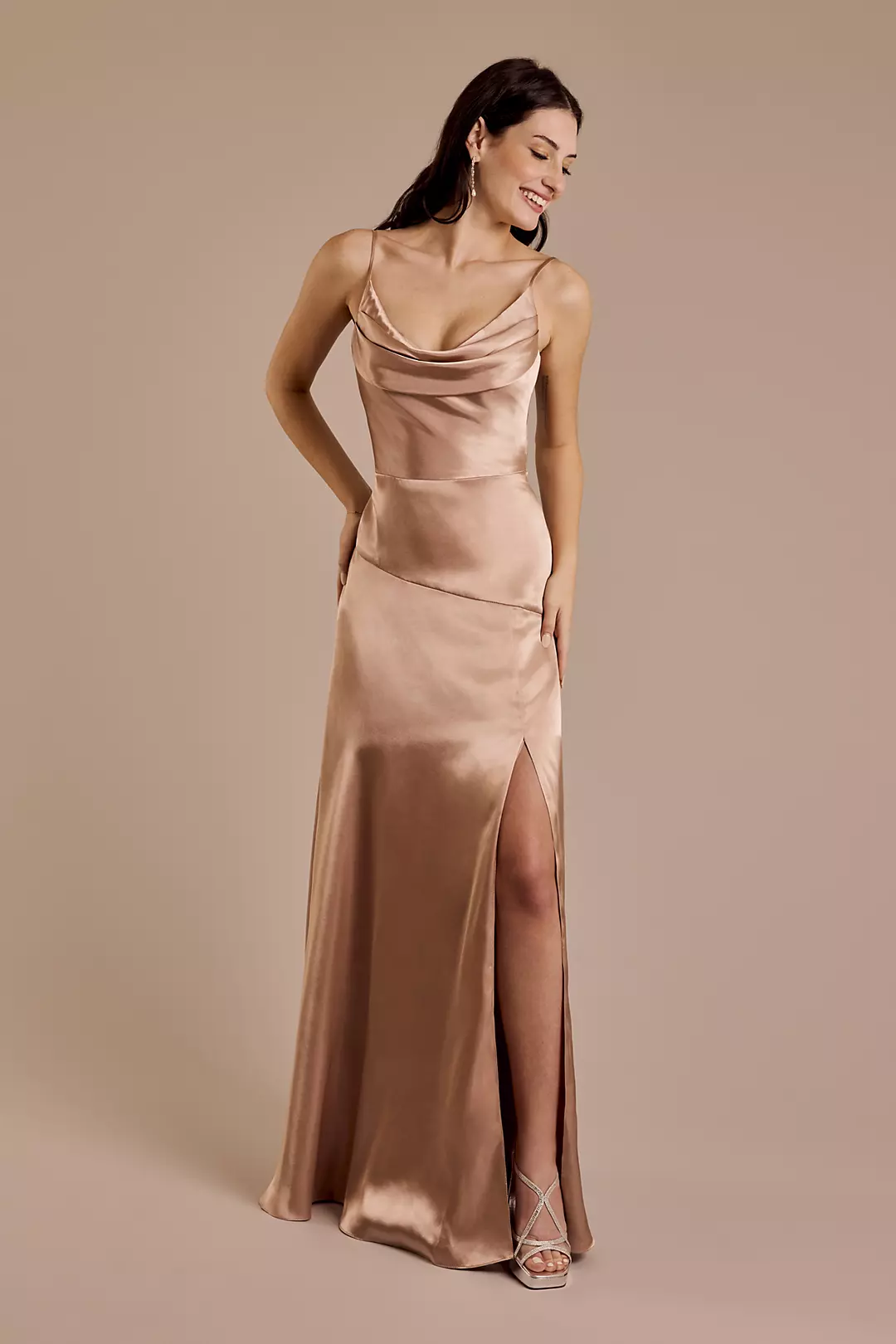 Charmeuse Cowl Neck Sheath Dress - Image 61