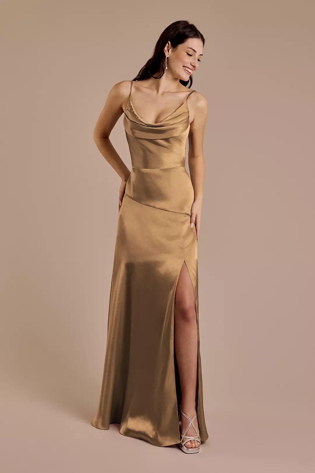 Charmeuse Cowl Neck Sheath Dress - Image 65