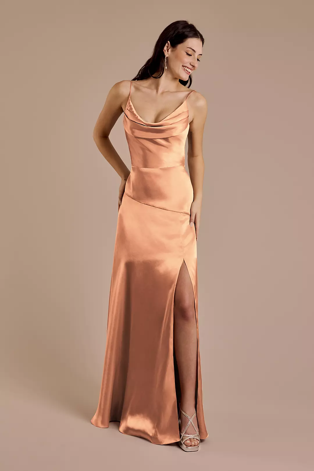 Charmeuse Cowl Neck Sheath Dress - Image 68