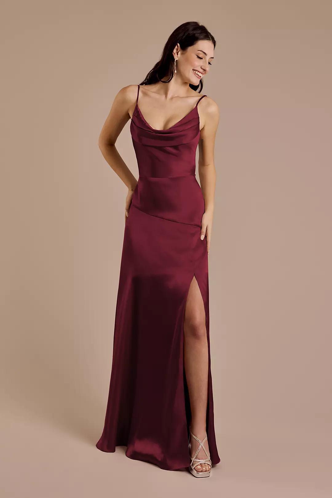 Charmeuse Cowl Neck Sheath Dress - Image 71