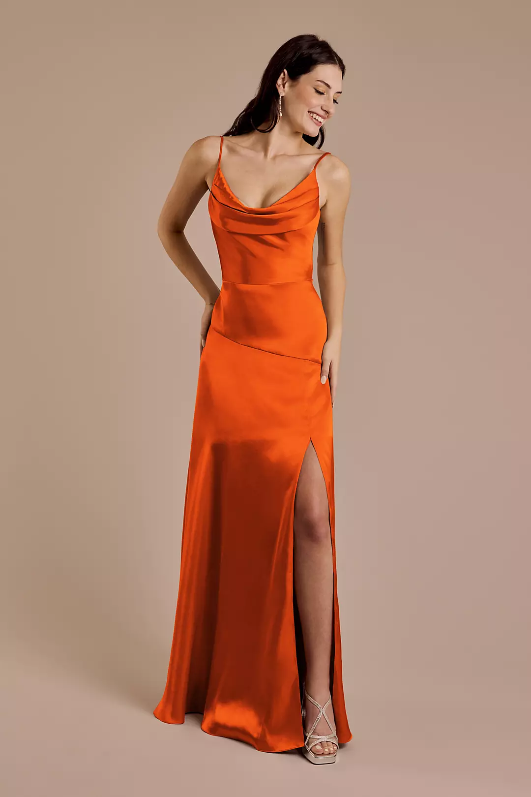 Charmeuse Cowl Neck Sheath Dress - Image 79