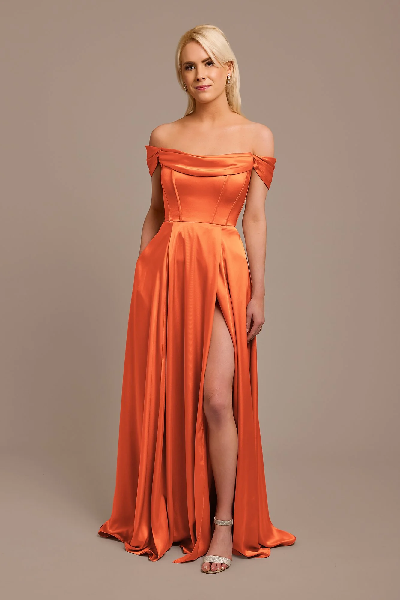 Charmeuse Cowl Off-the-Shoulder Dress - Image 12