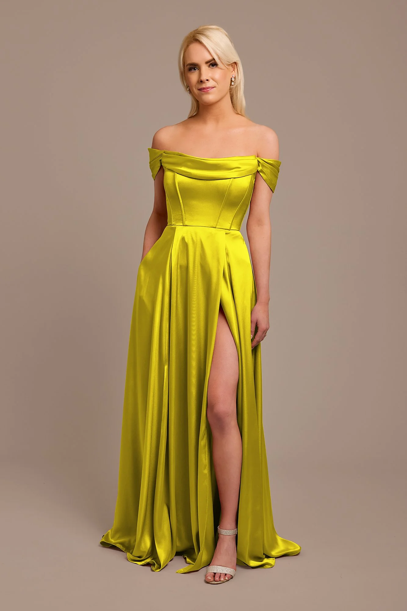 Charmeuse Cowl Off-the-Shoulder Dress - Image 17
