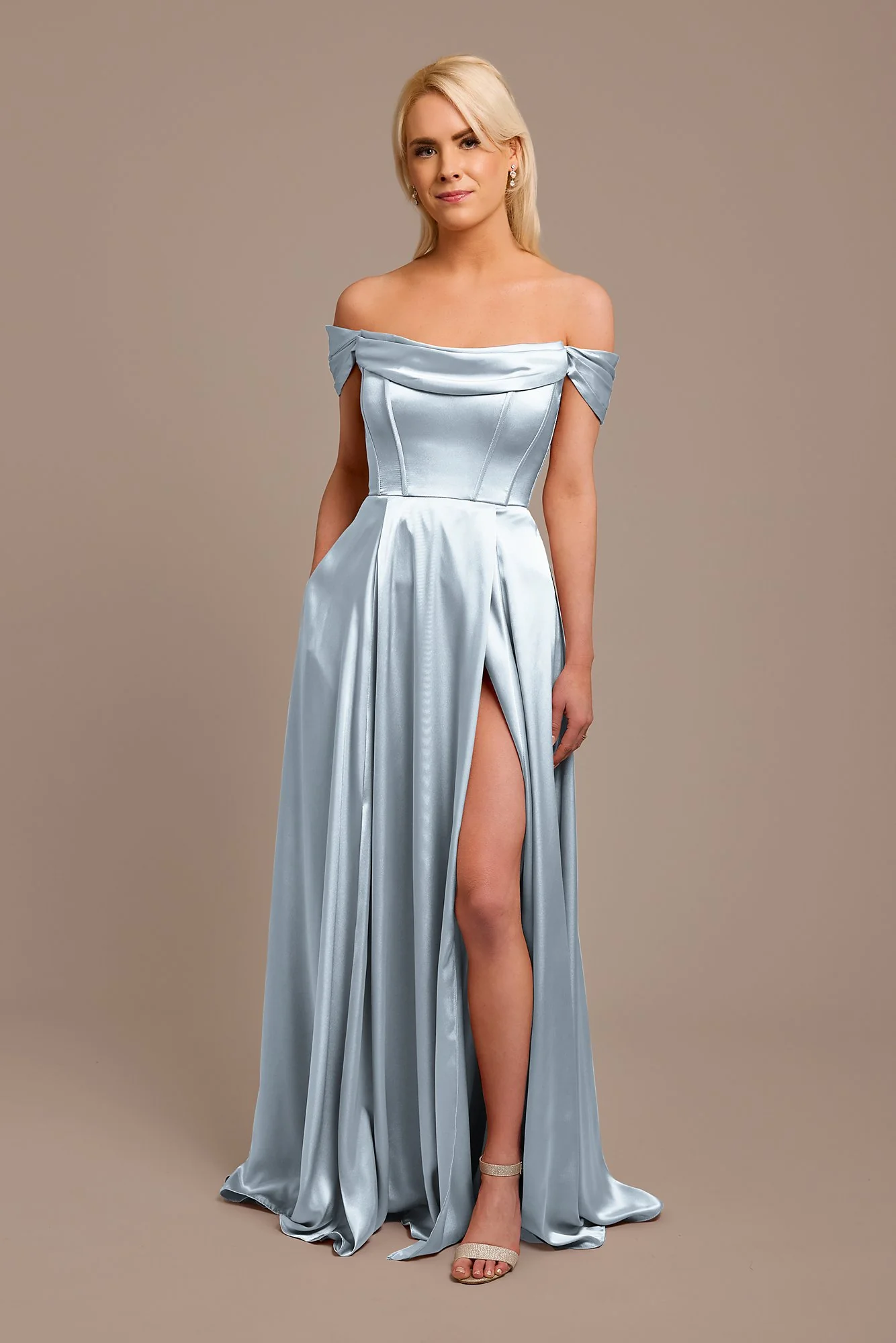 Charmeuse Cowl Off-the-Shoulder Dress - Image 2