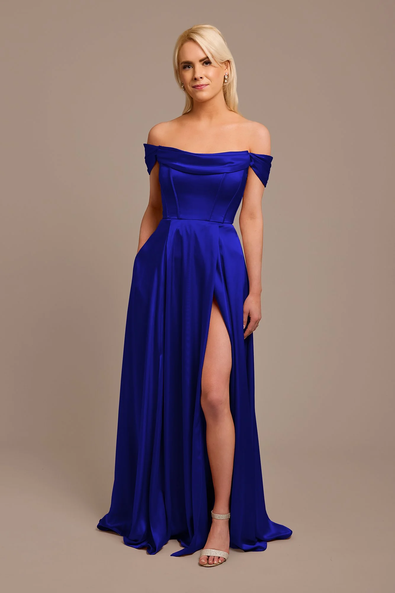 Charmeuse Cowl Off-the-Shoulder Dress - Image 23