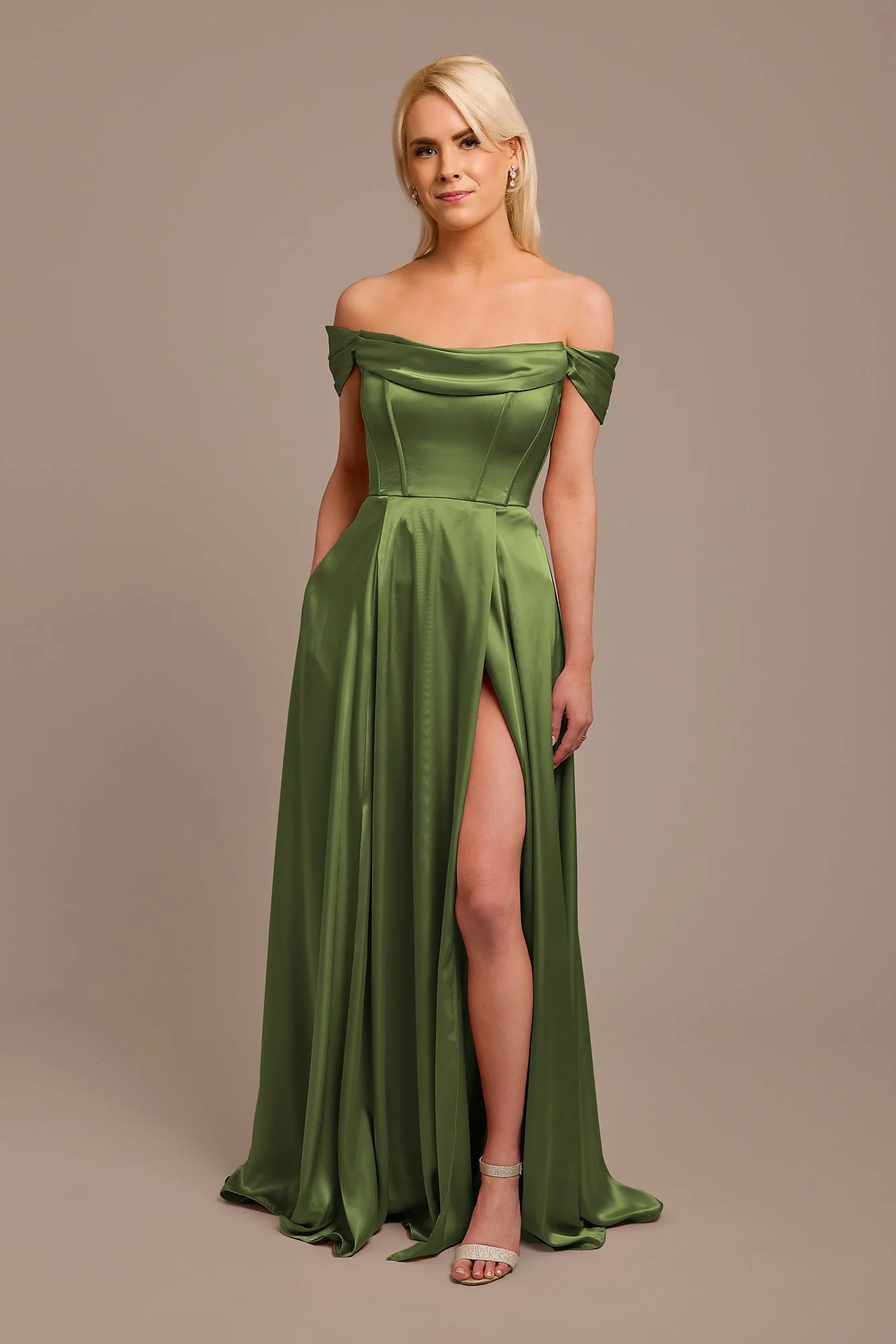 Charmeuse Cowl Off-the-Shoulder Dress - Image 3