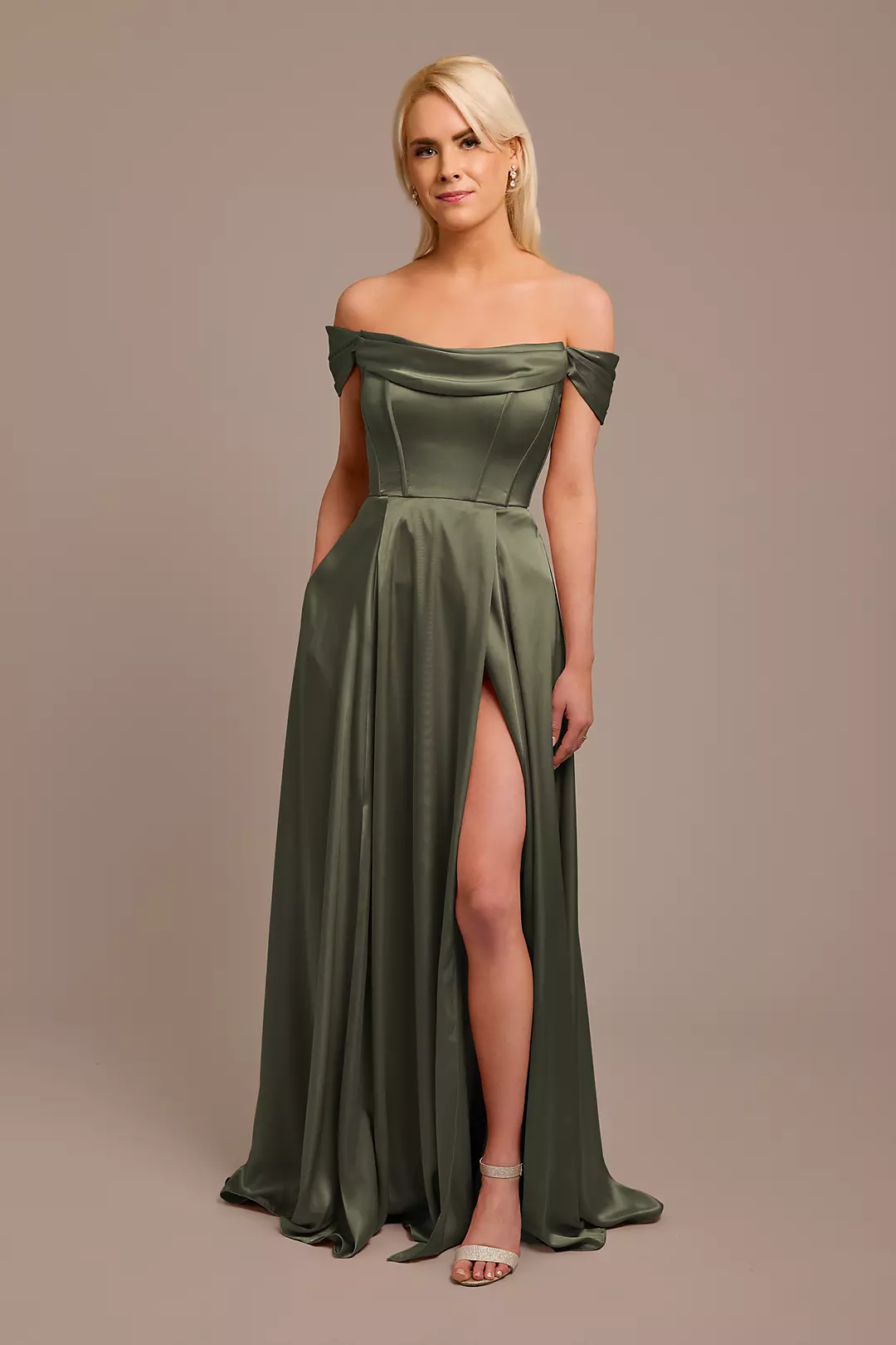 Charmeuse Cowl Off-the-Shoulder Dress - Image 62