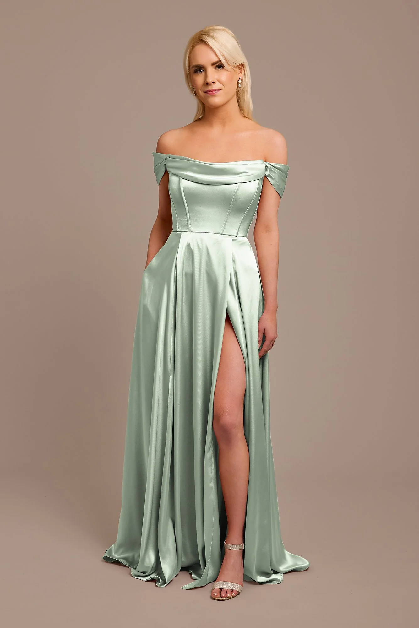 Charmeuse Cowl Off-the-Shoulder Dress - Image 8