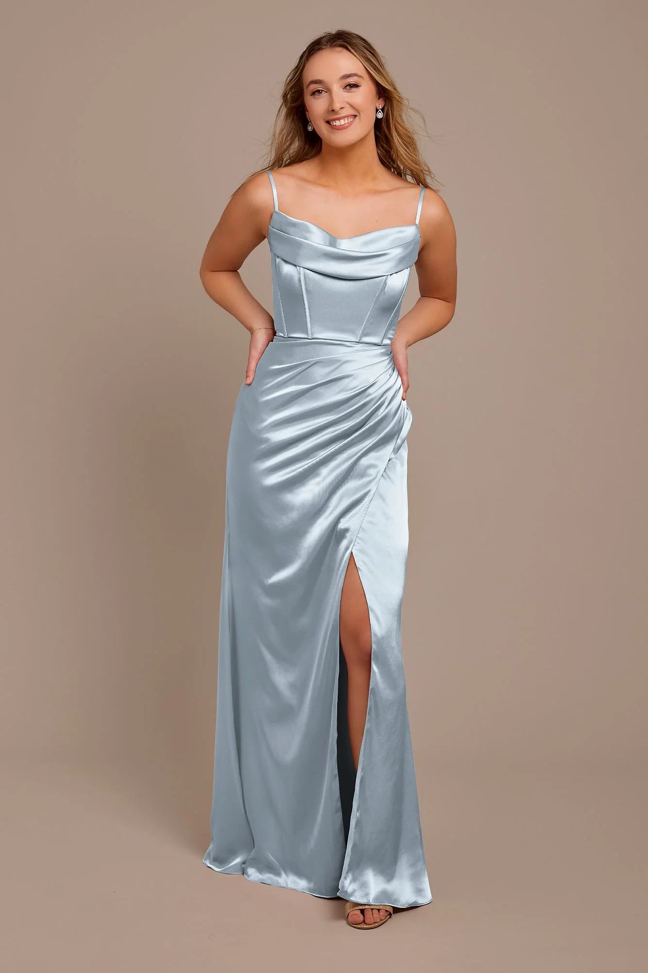 Charmeuse Cowl Spaghetti Strap Dress - Image 8