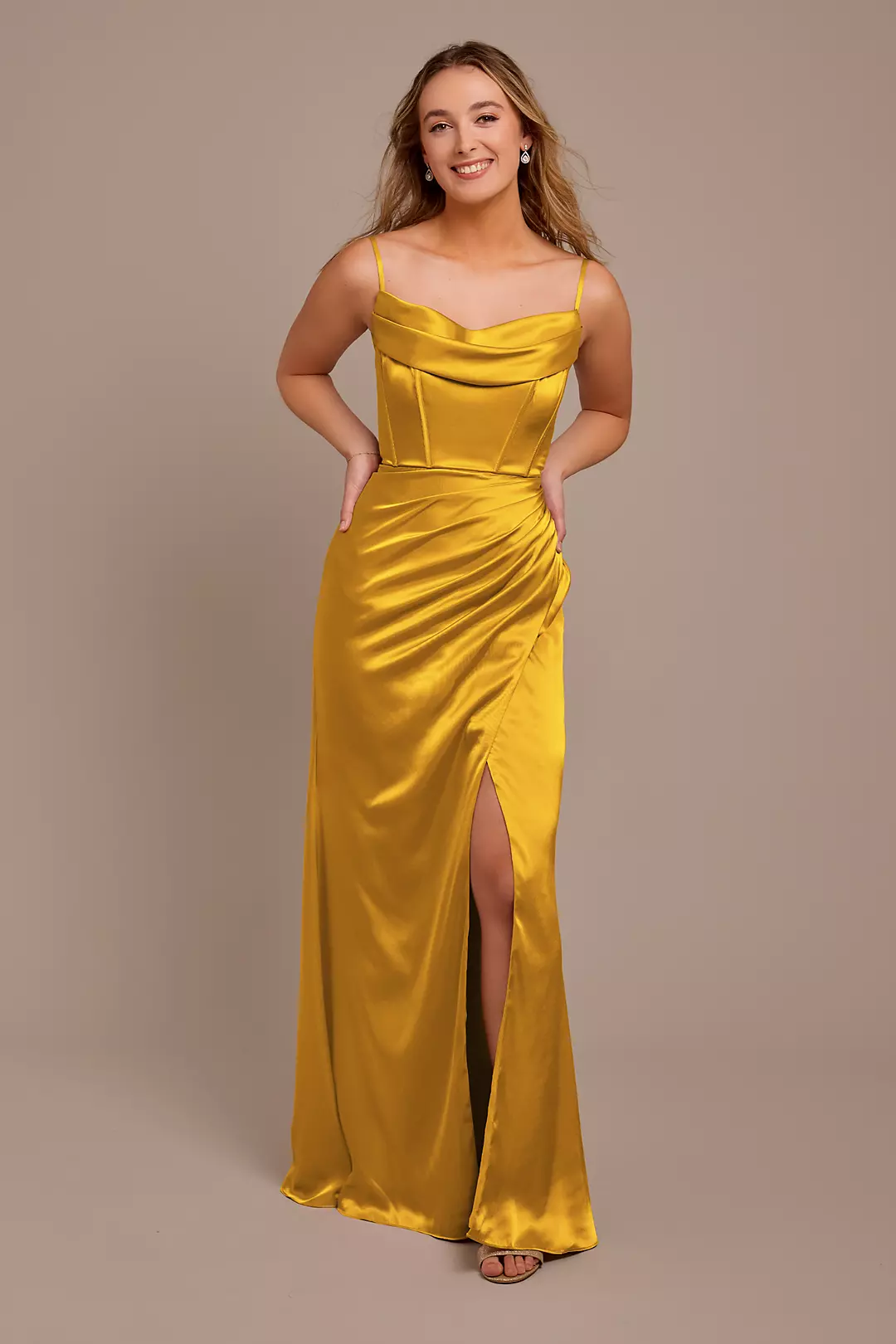 Charmeuse Cowl Spaghetti Strap Dress - Image 86