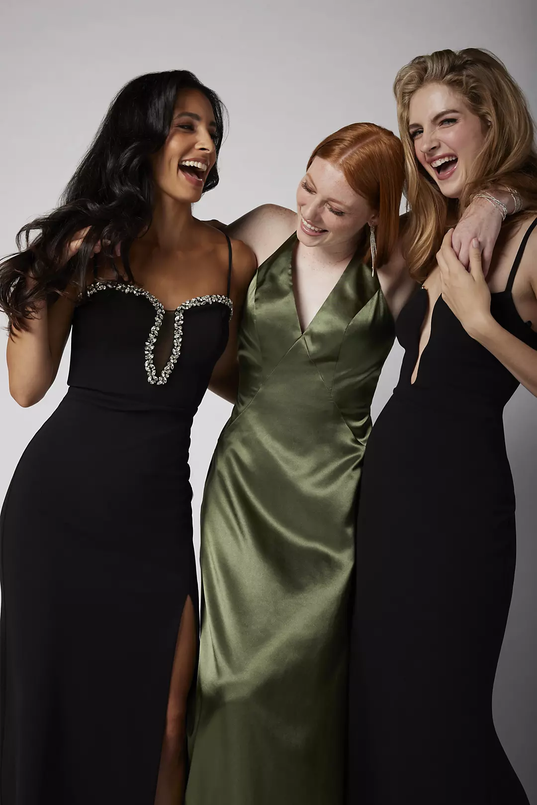 Charmeuse Cross-Back Plunge A-Line Dress - Image 2