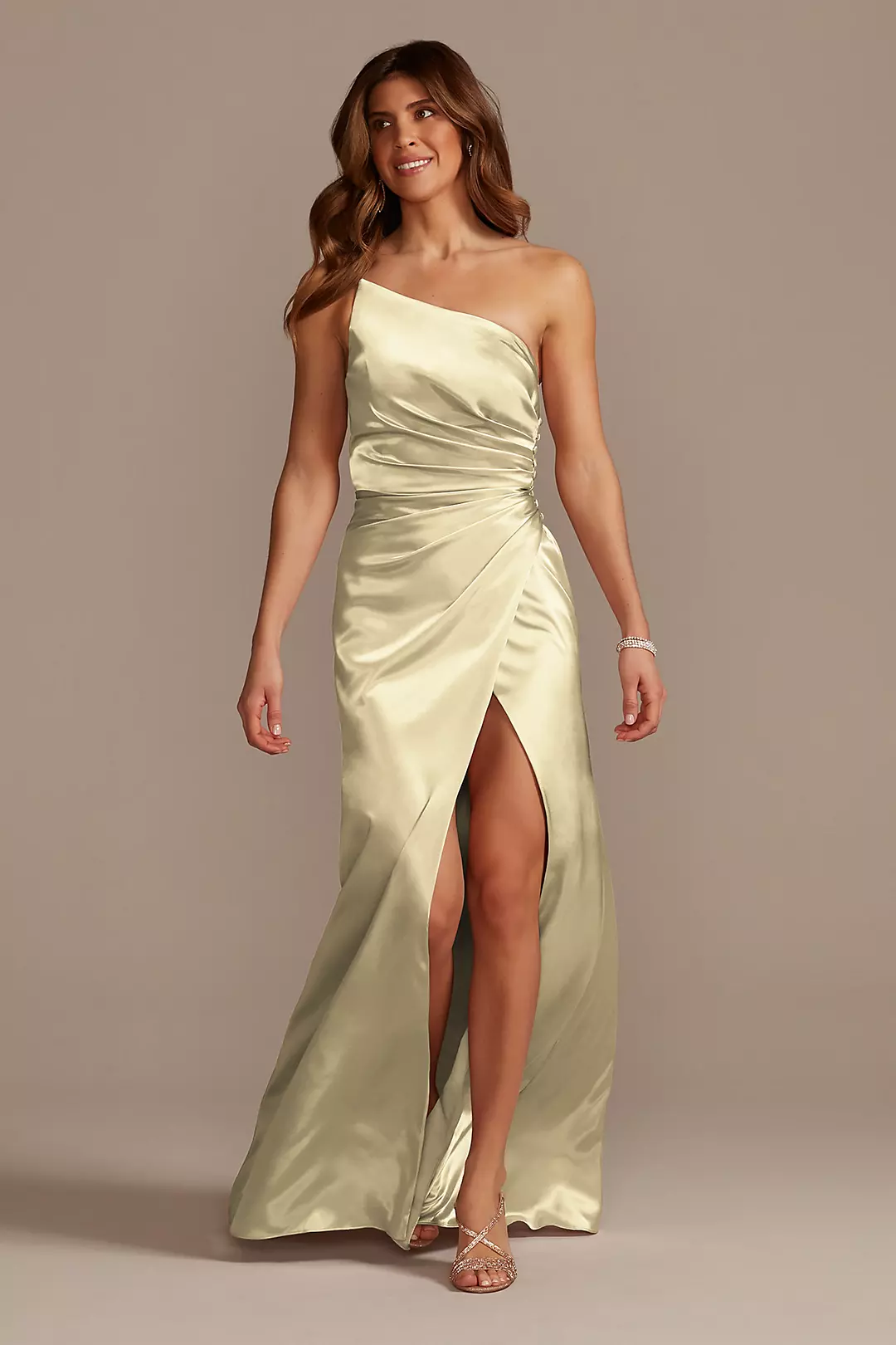 Charmeuse Draped One-Shoulder Dress - Image 105