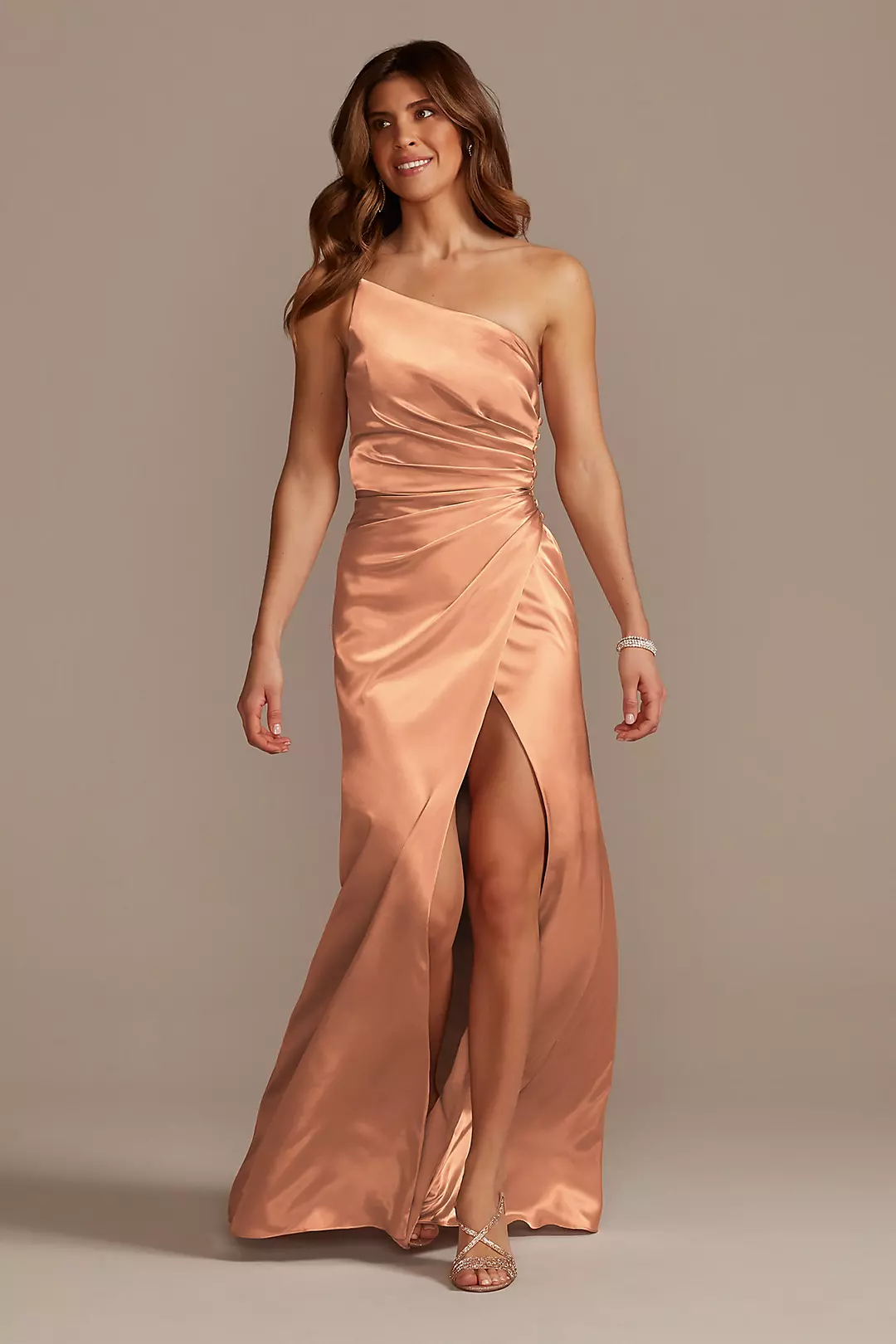 Charmeuse Draped One-Shoulder Dress - Image 106
