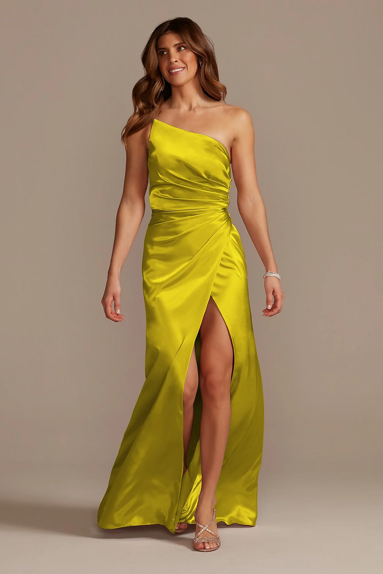 Charmeuse Draped One-Shoulder Dress - Image 26