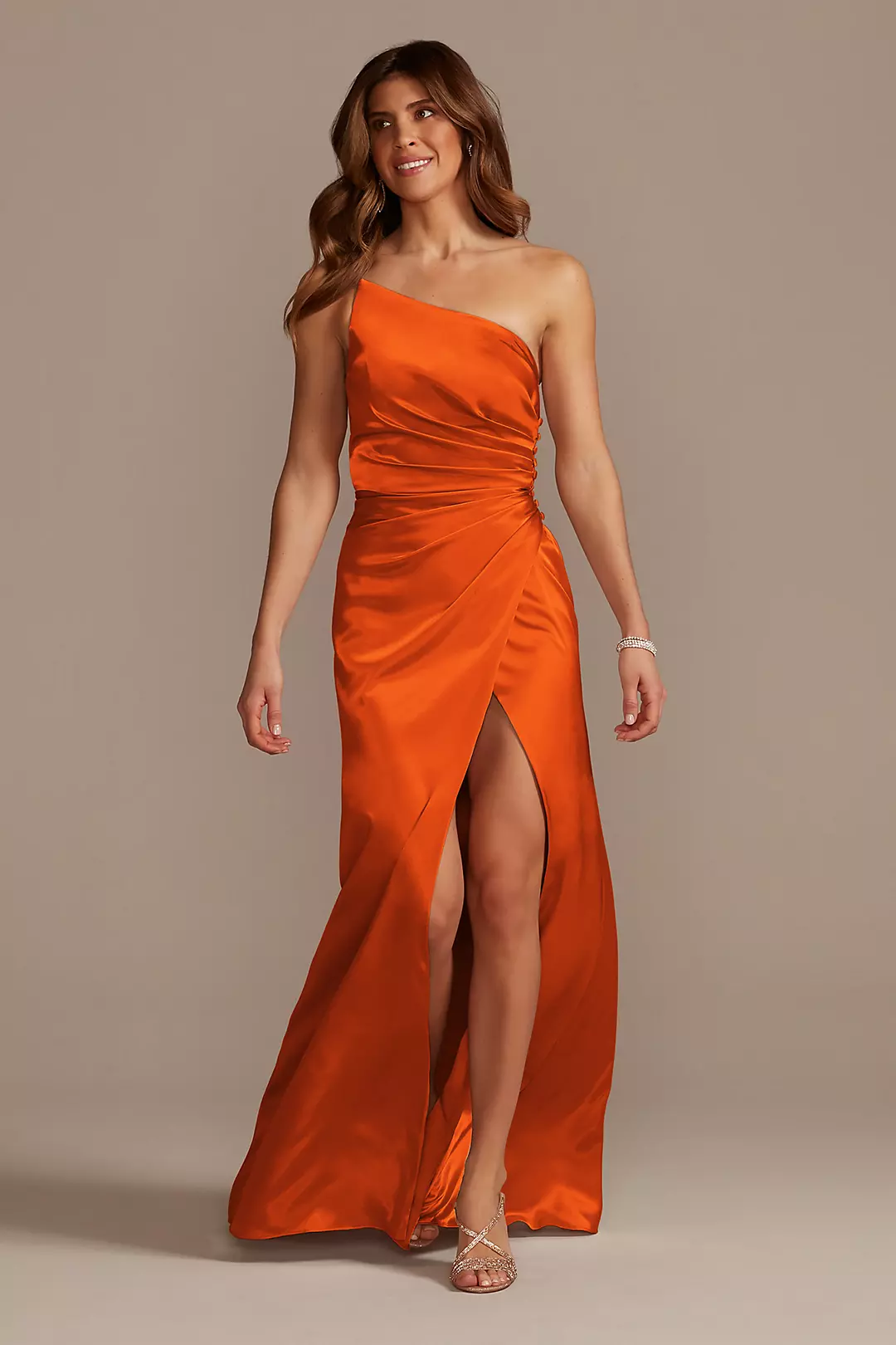 Charmeuse Draped One-Shoulder Dress - Image 48