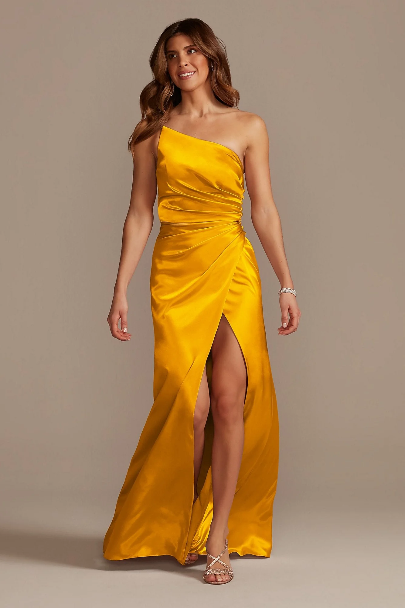 Charmeuse Draped One-Shoulder Dress - Image 51