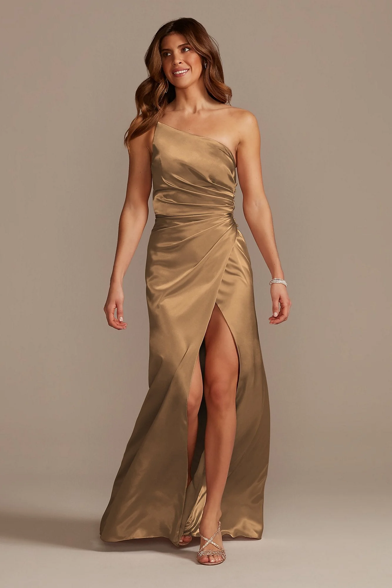 Charmeuse Draped One-Shoulder Dress - Image 90