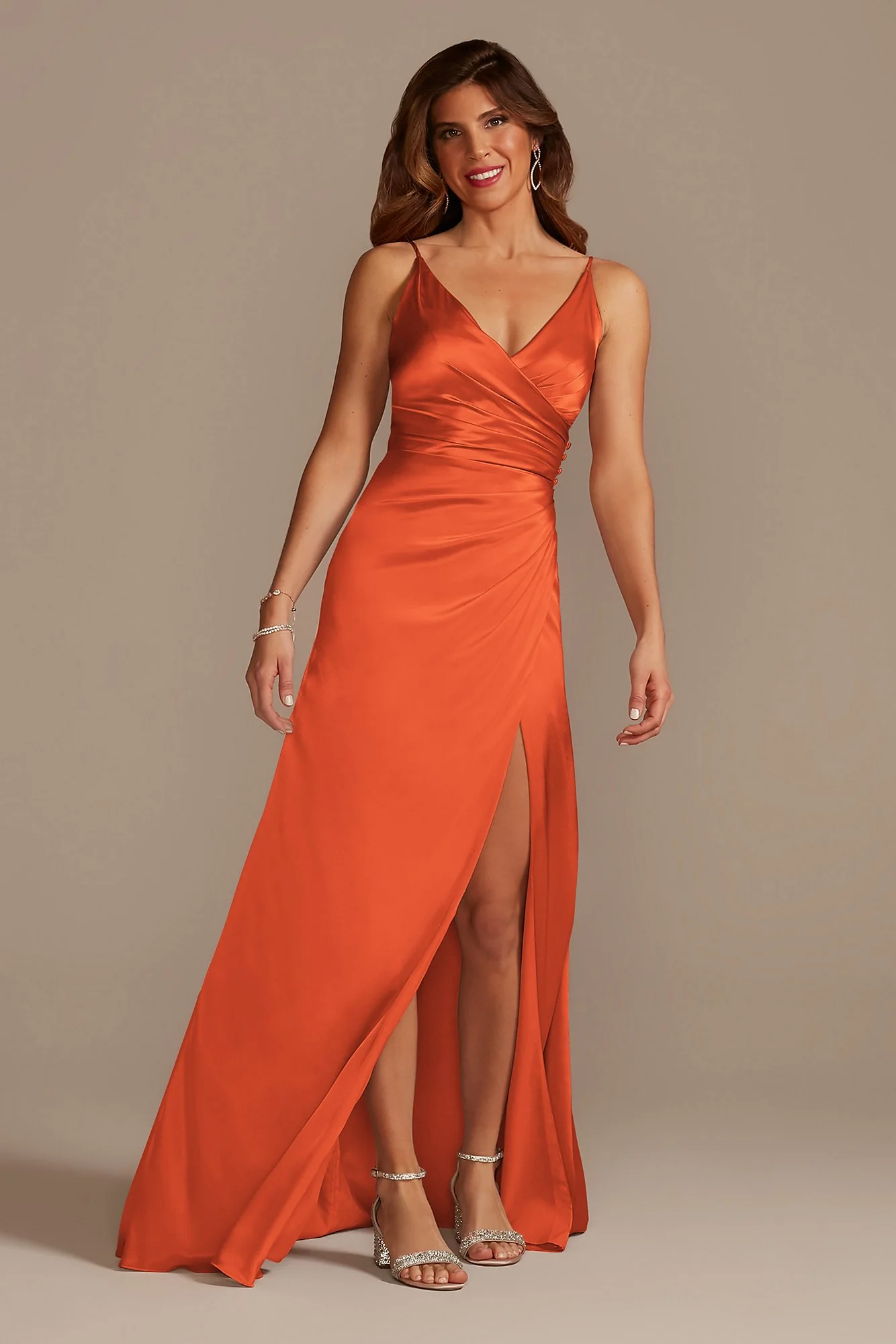 Charmeuse Draped Strappy Dress - Image 15