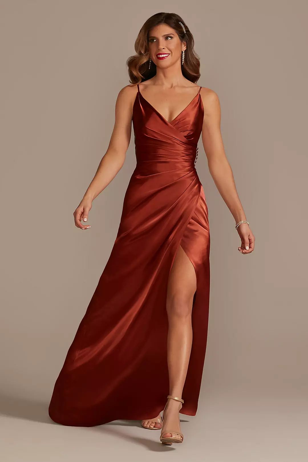 Charmeuse Draped Strappy Dress - Image 50