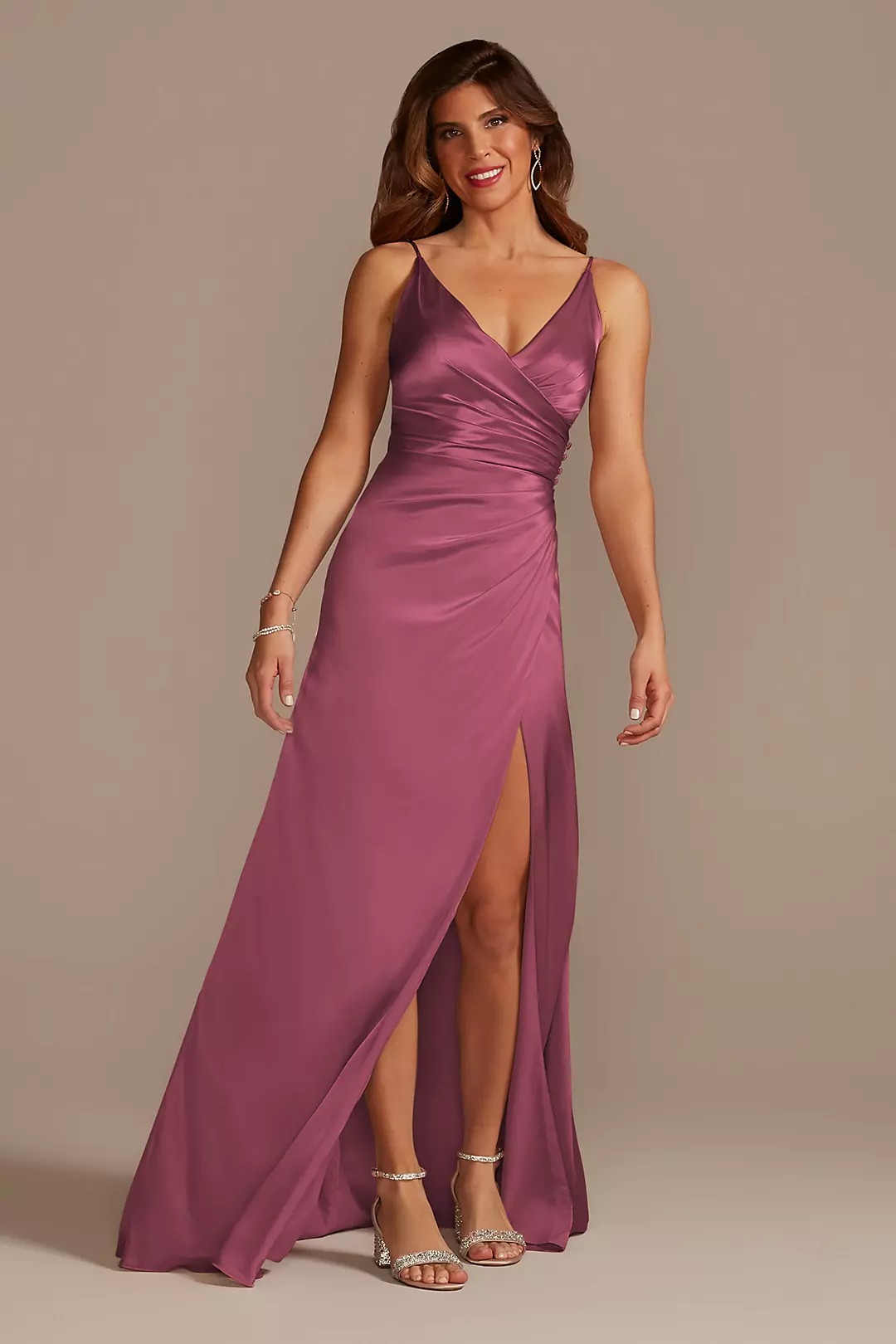 Charmeuse Draped Strappy Dress - Image 52