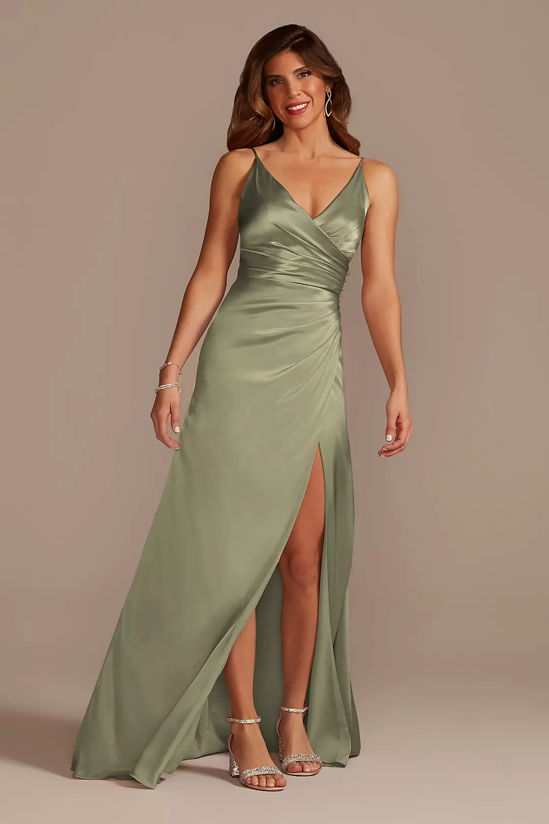 Charmeuse Draped Strappy Dress - Image 65