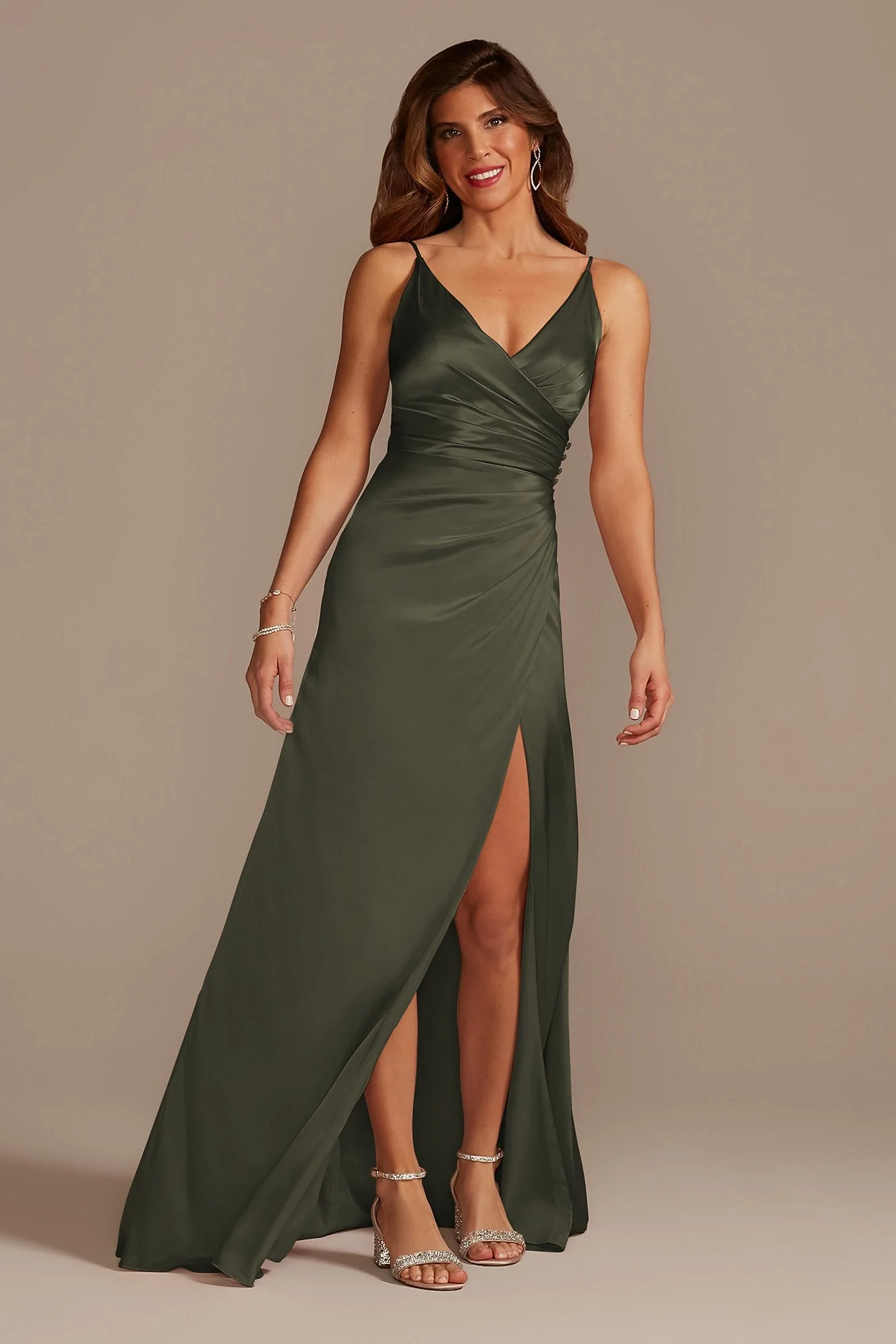 Charmeuse Draped Strappy Dress - Image 92