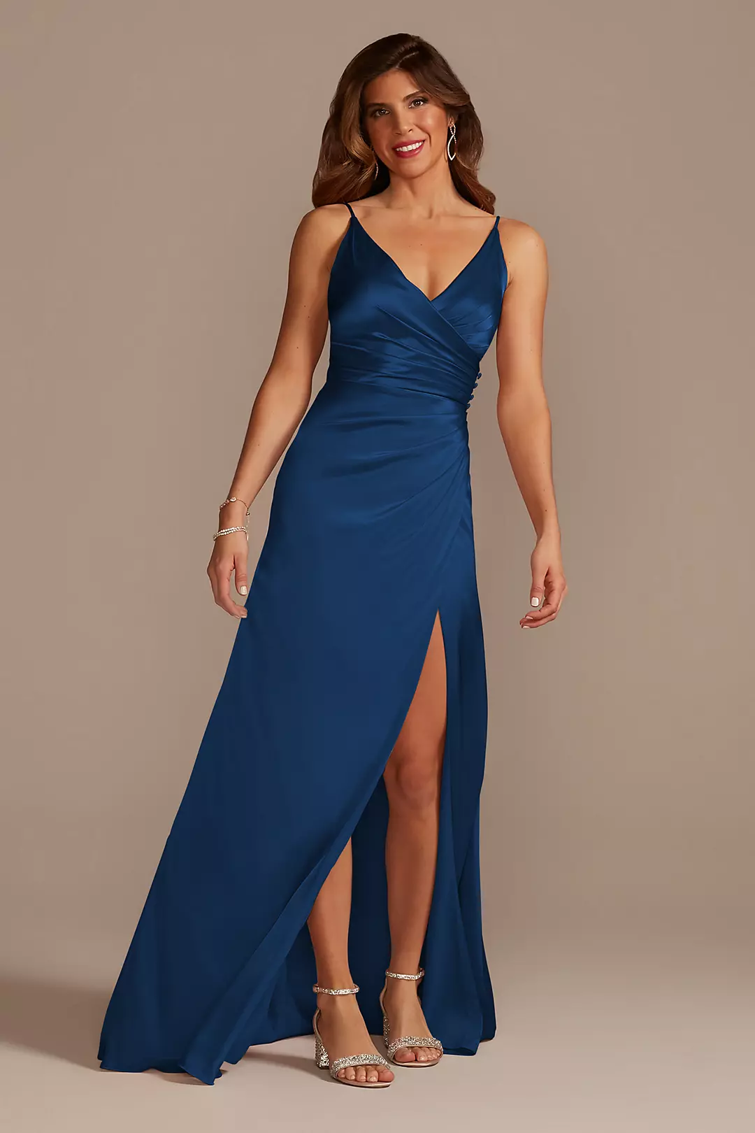 Charmeuse Draped Strappy Dress - Image 99