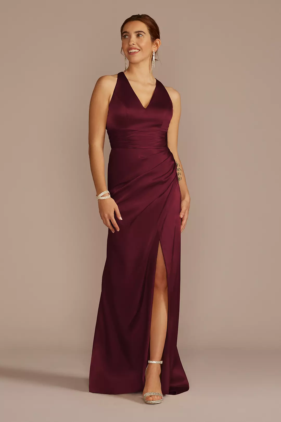 Charmeuse Dress with Crisscross Back - Image 54