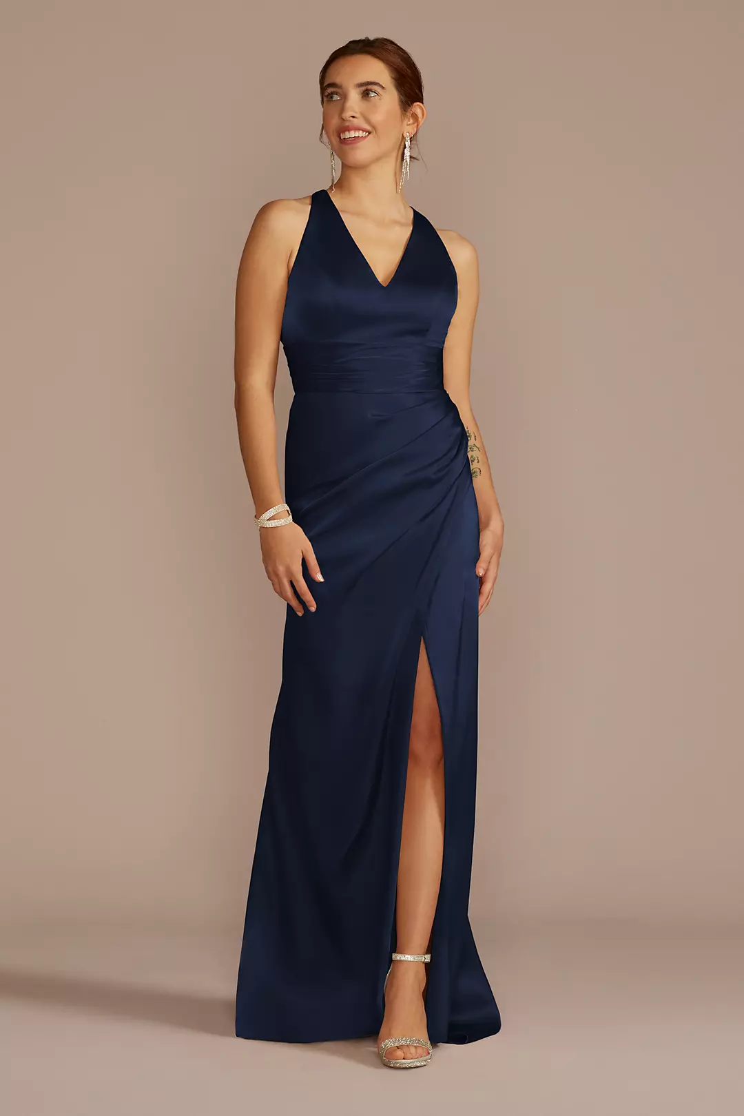 Charmeuse Dress with Crisscross Back - Image 55