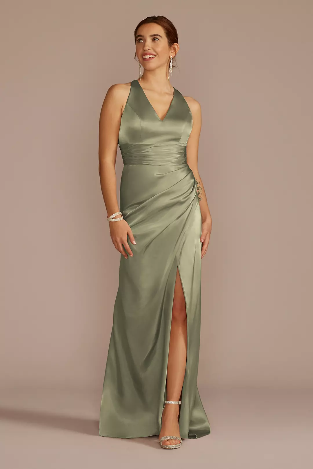 Charmeuse Dress with Crisscross Back - Image 57