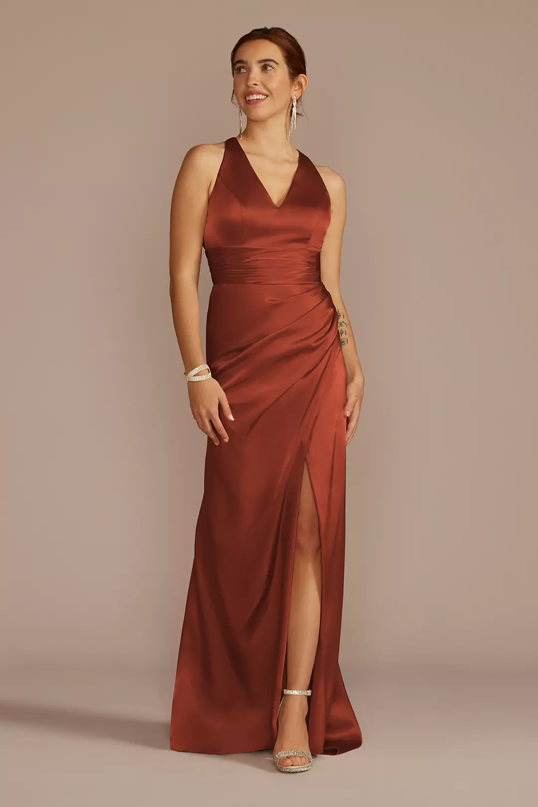 Charmeuse Dress with Crisscross Back - Image 58